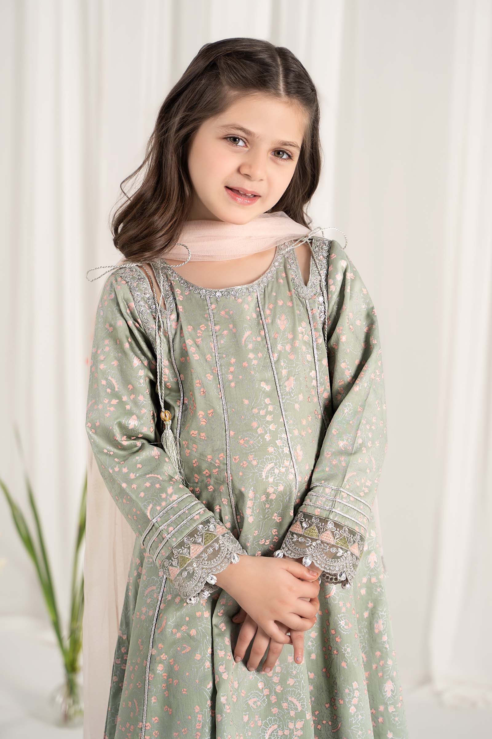 3 Piece Embroidered Cotton Satin Suit - Image 7