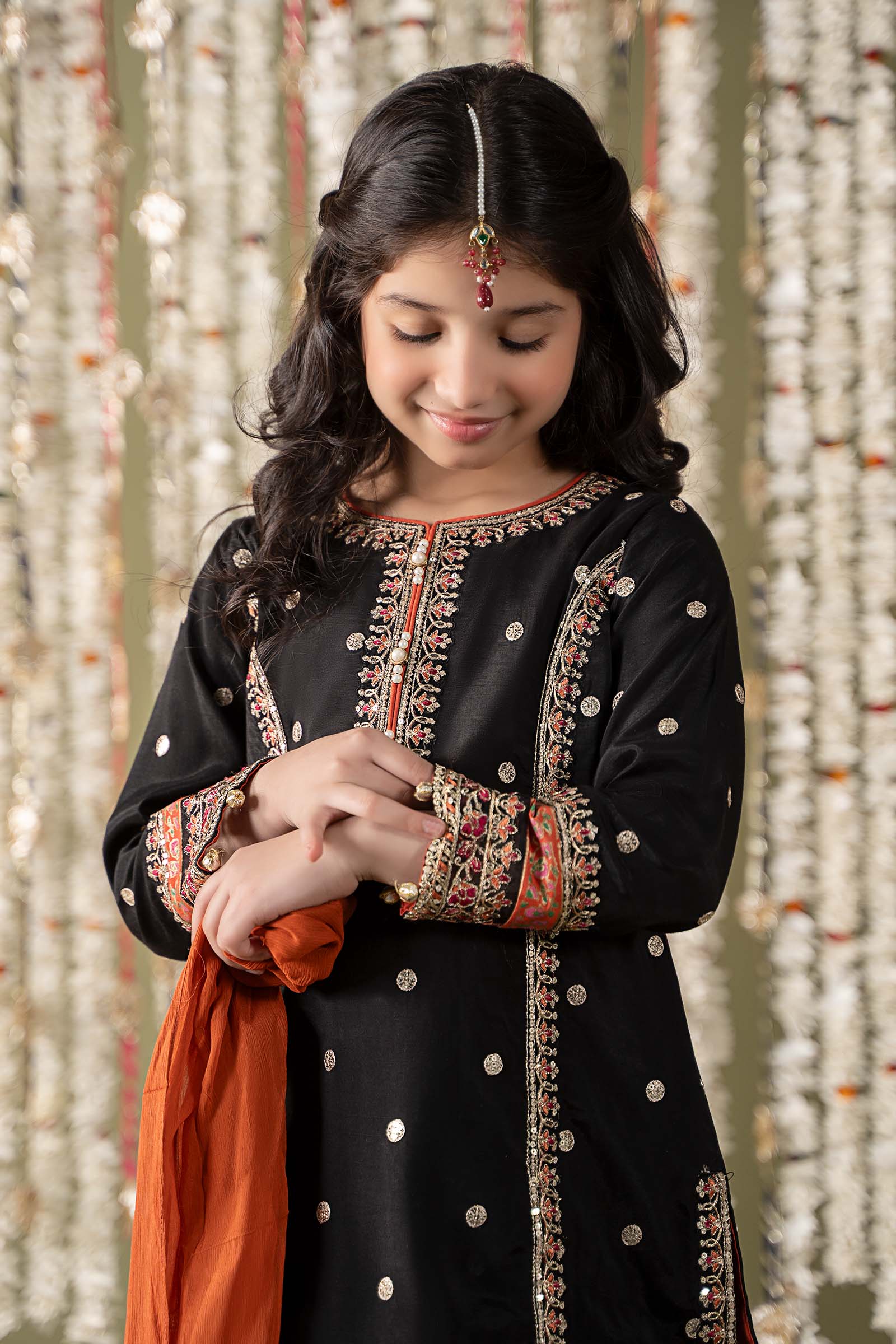 3 Piece Embroidered Raw Silk Suit - Image 2