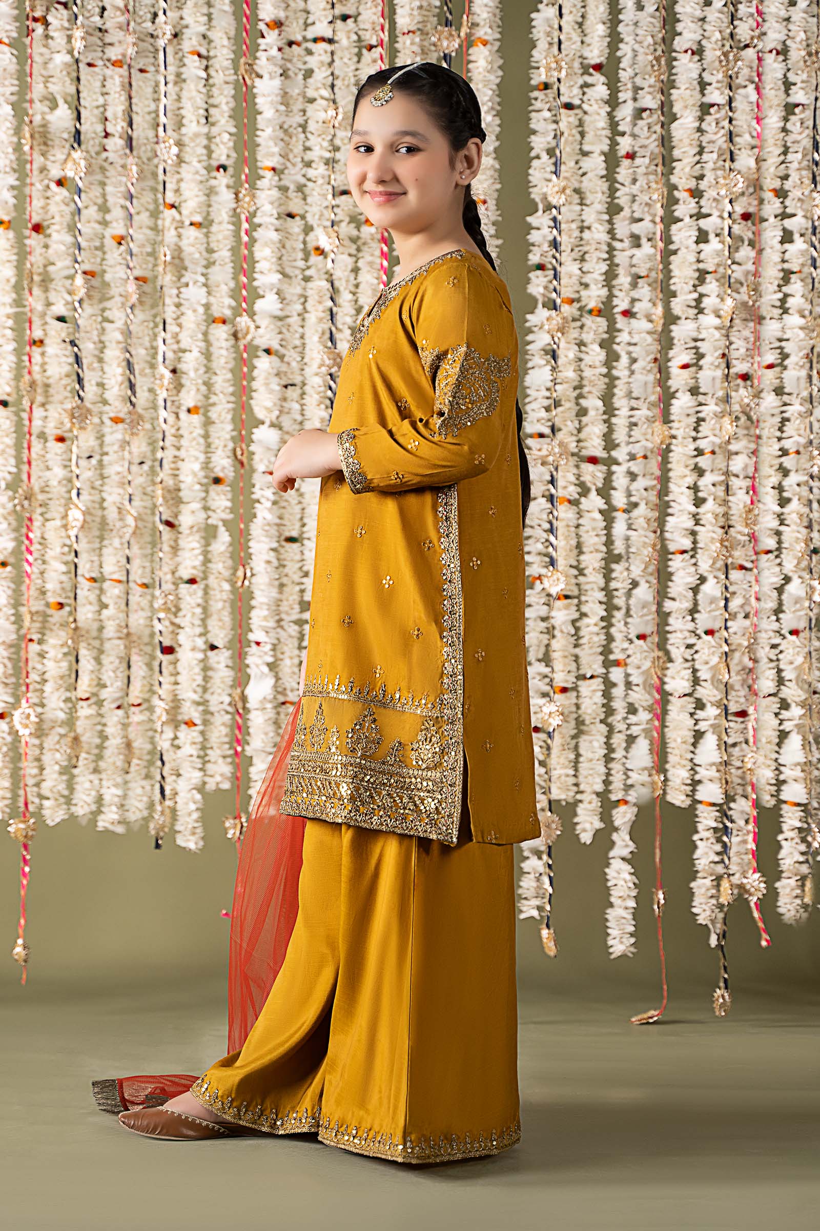 3 Piece Embroidered Raw Silk Suit - Image 5