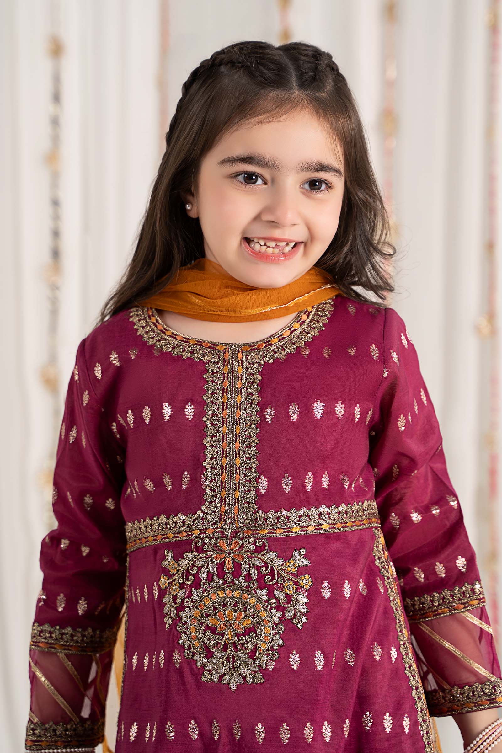 3 Piece Embroidered Raw Silk Suit - Image 3