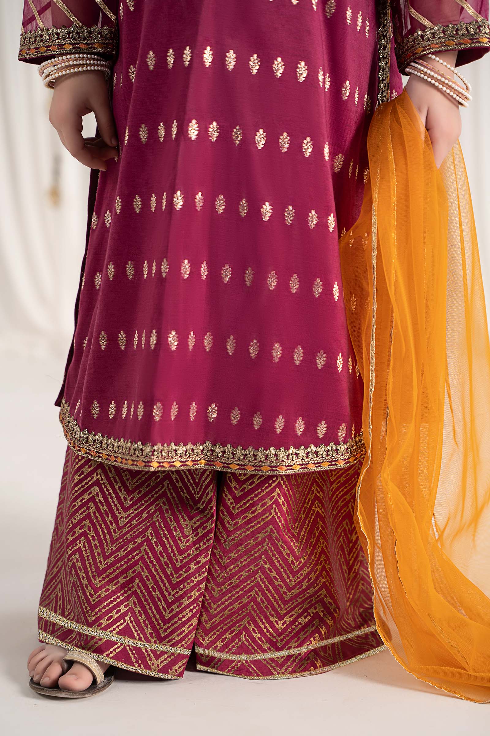3 Piece Embroidered Raw Silk Suit - Image 5