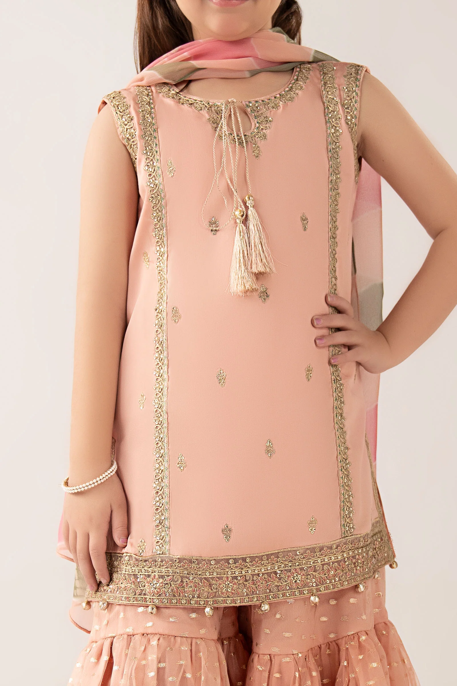 3 Piece Embroidered Cotton Satin Suit - Image 3