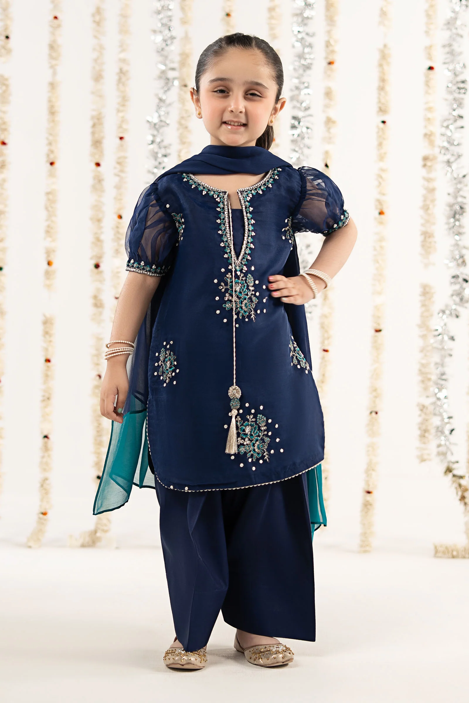3 Piece Embroidered Organza Suit - Image 2