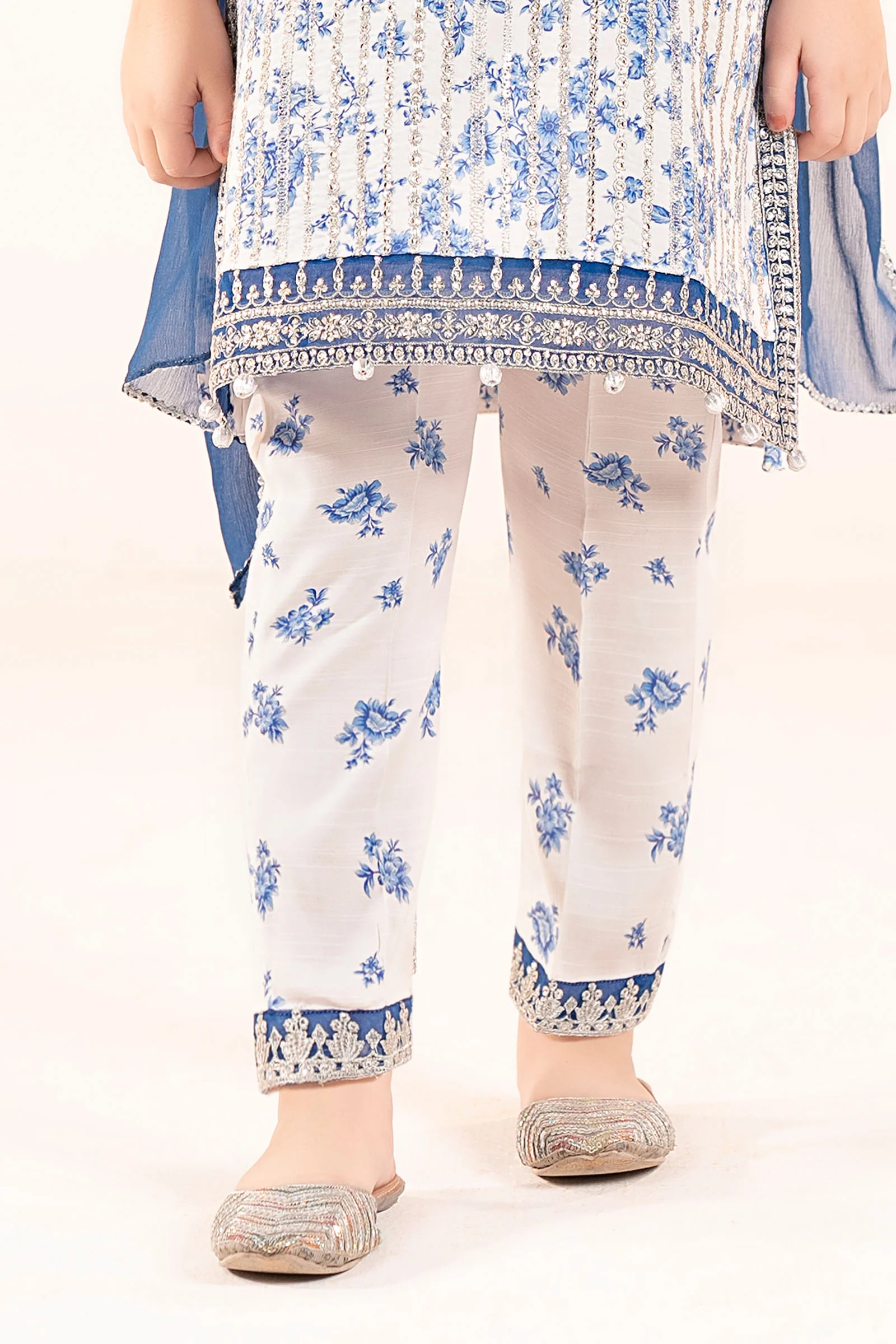 3 Piece Embroidered Raw Silk Suit - Image 4
