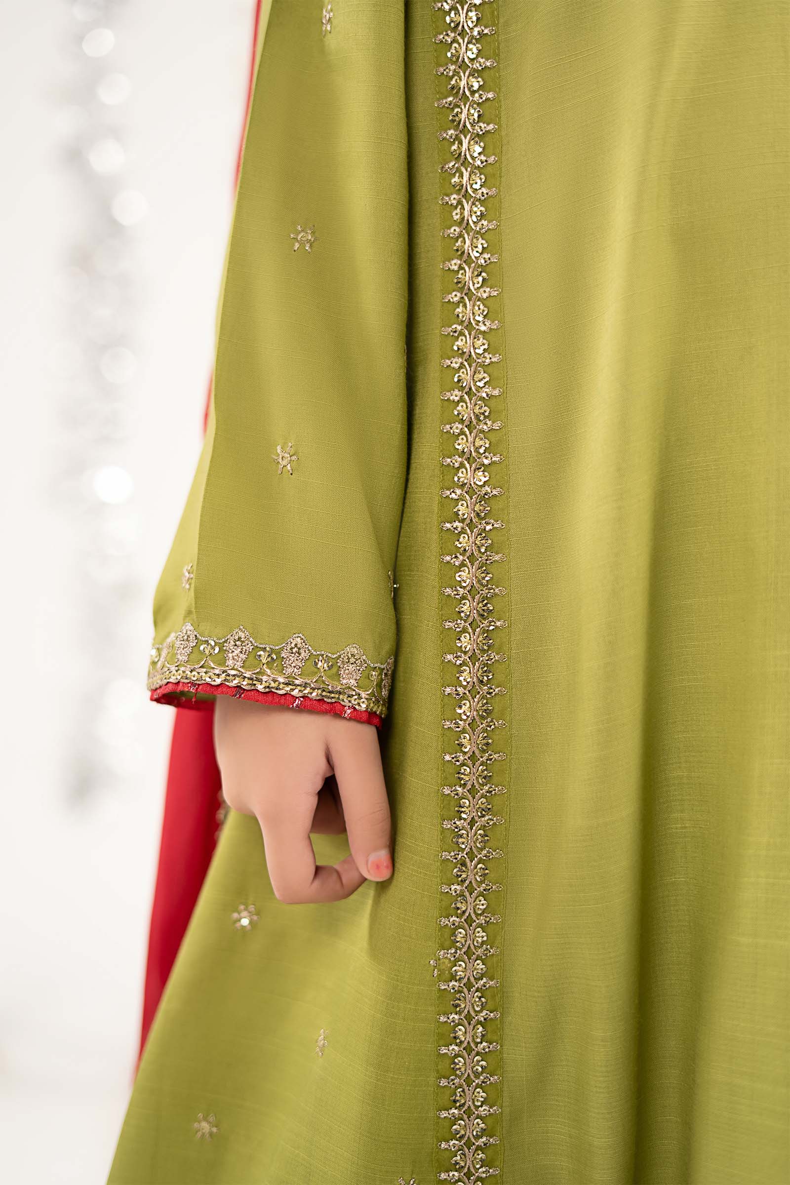 3 Piece Embroidered Raw Silk Suit - Image 4