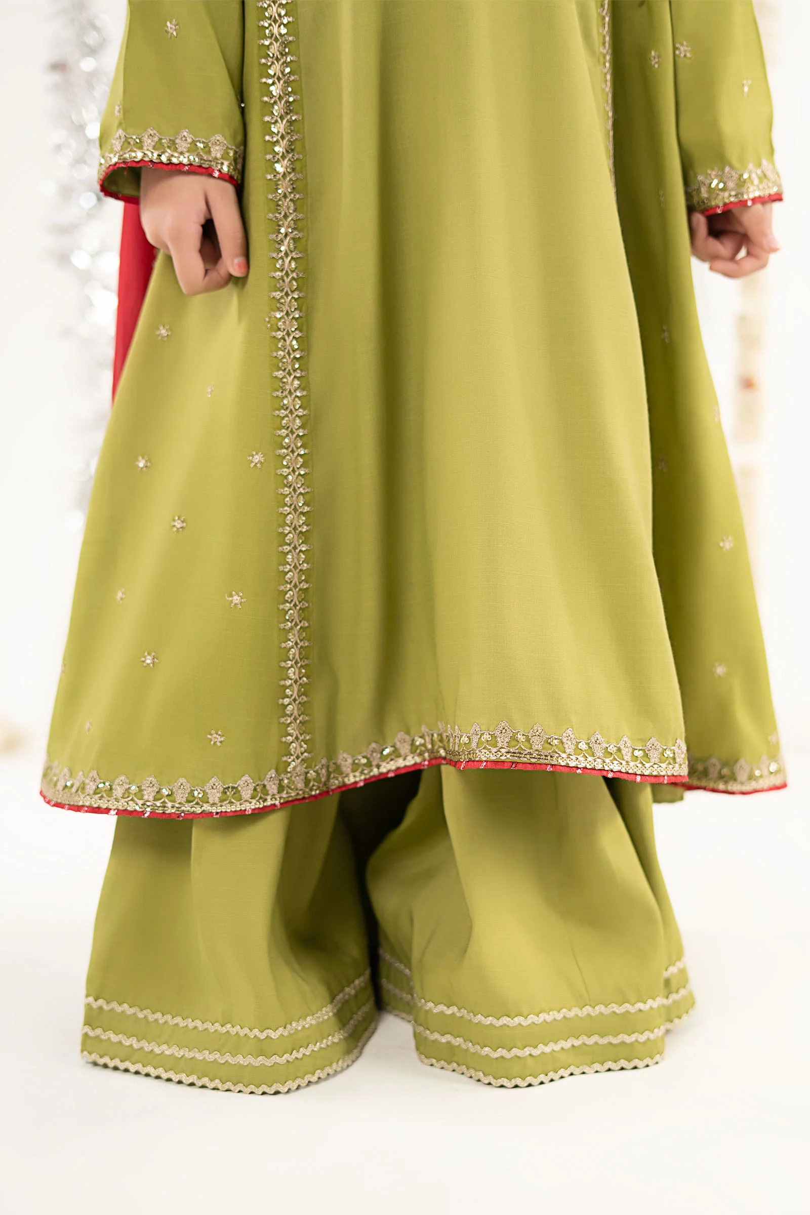 3 Piece Embroidered Raw Silk Suit - Image 5