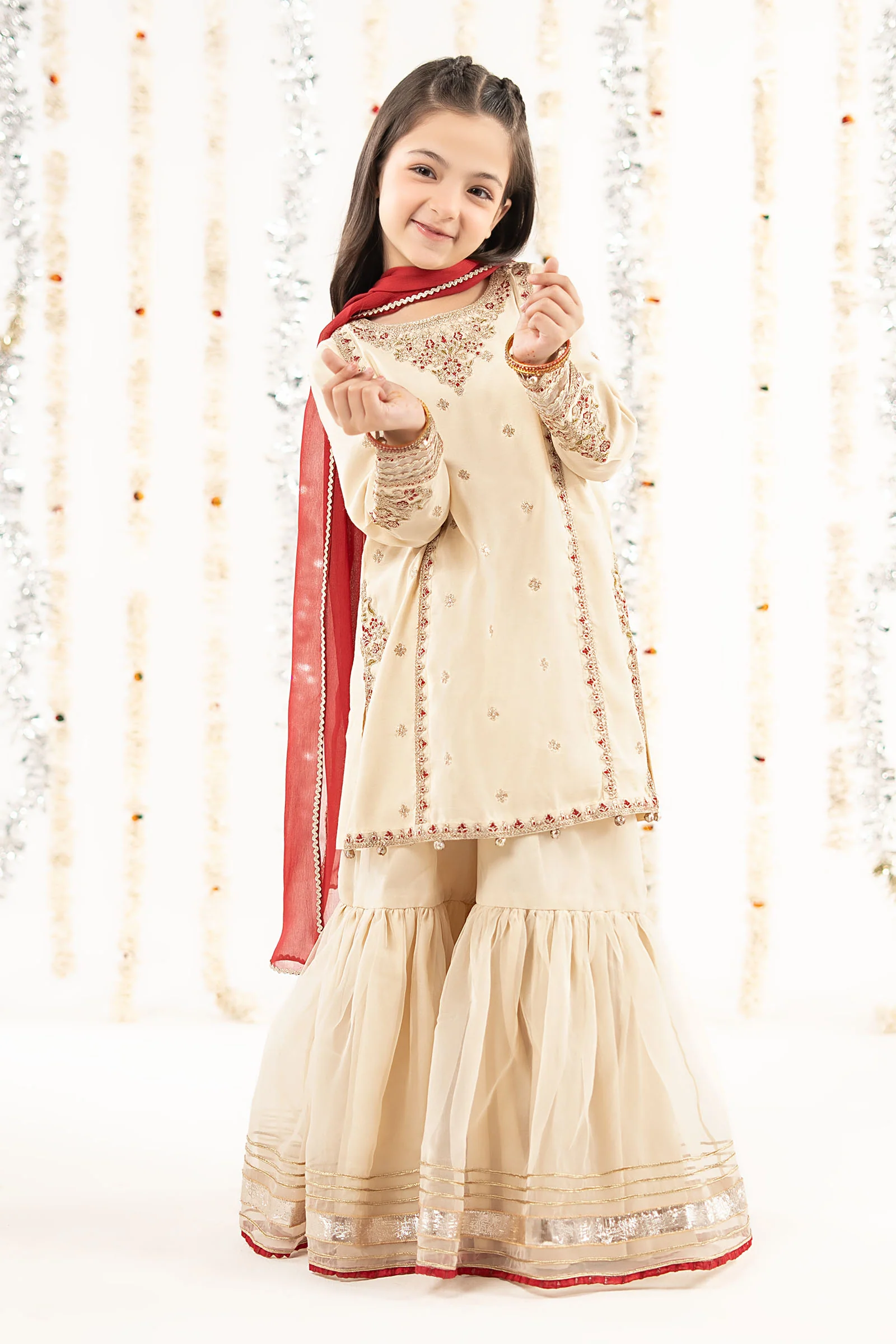3 Piece Embroidered Raw Silk Suit - Image 6