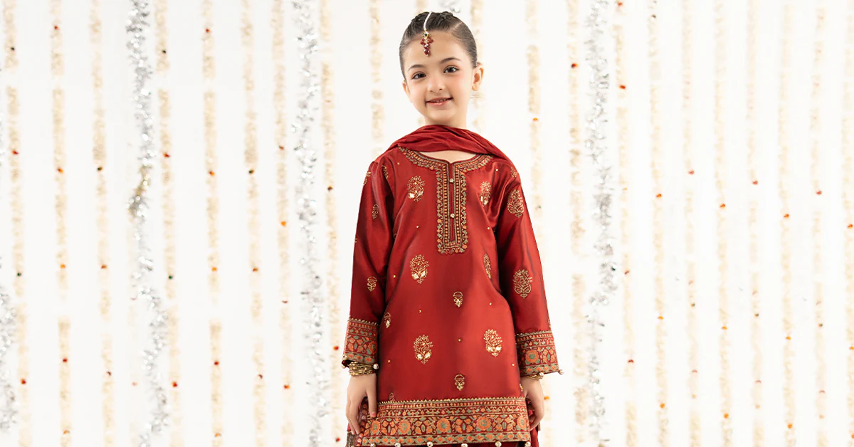 3 Piece Printed Two Tone Silk Suit - Image 10