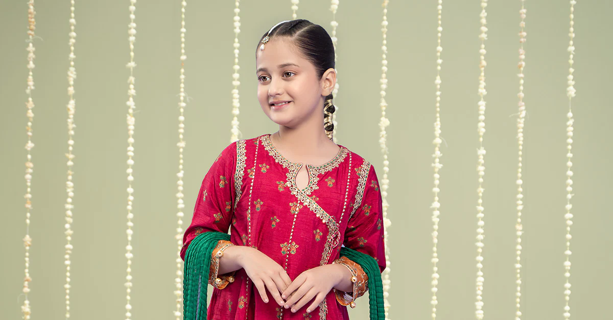 3 Piece Embroidered Raw Silk Suit - Image 6