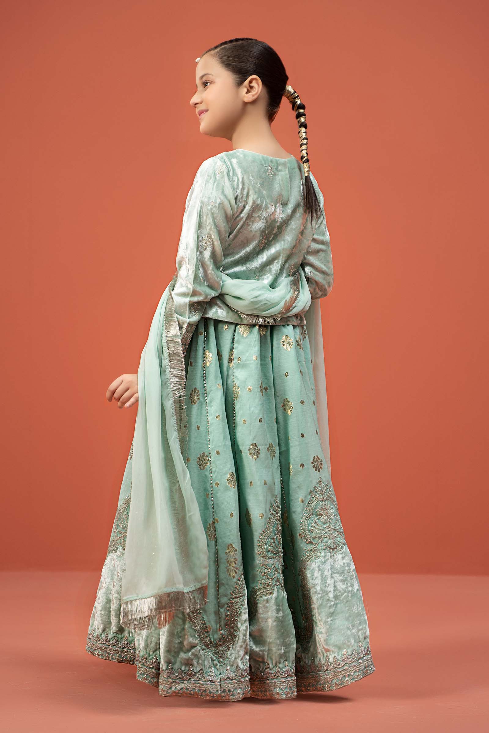 3 Piece Embroidered Velvet Suit - Image 5