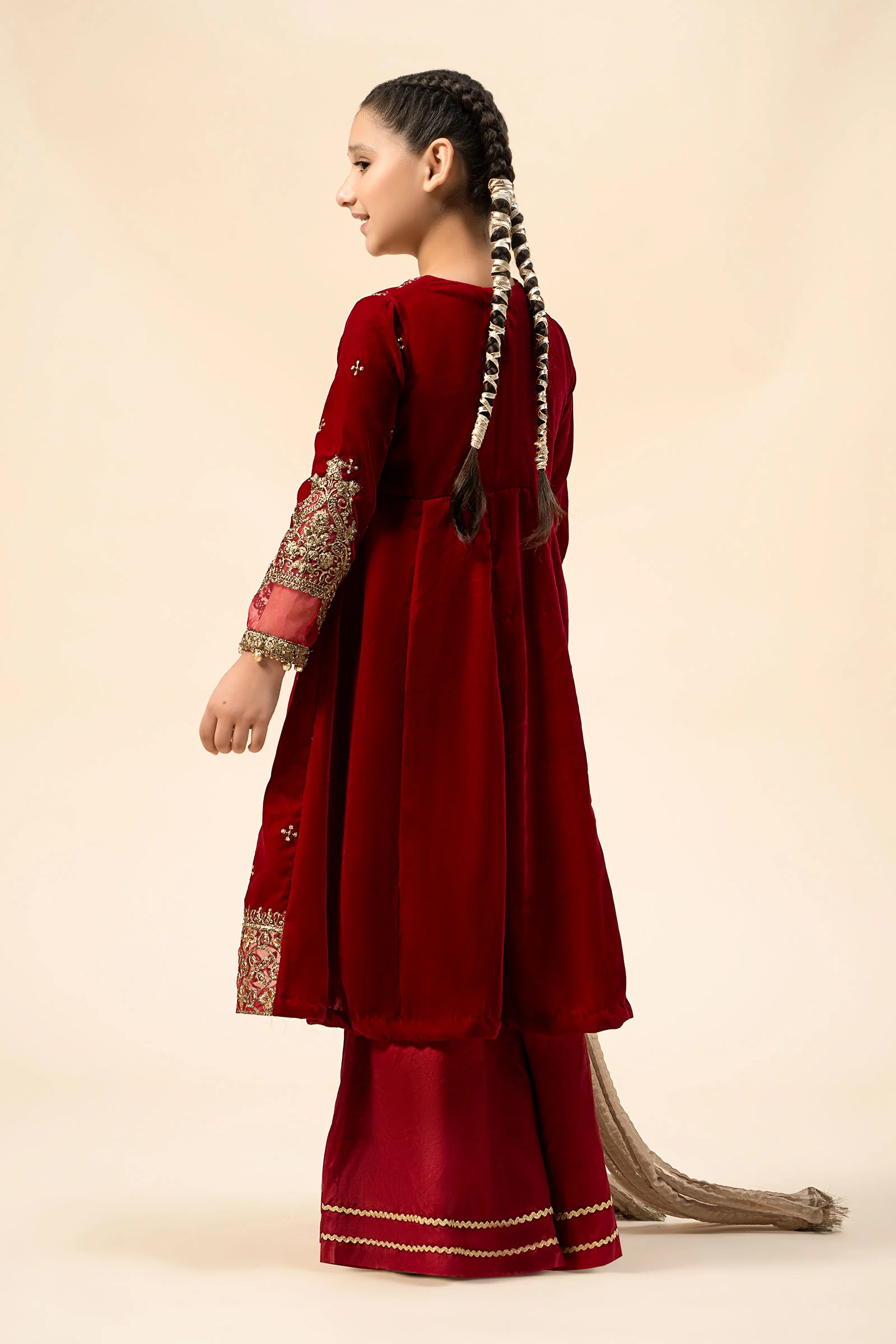 3 Piece Embroidered Velvet Suit - Image 5