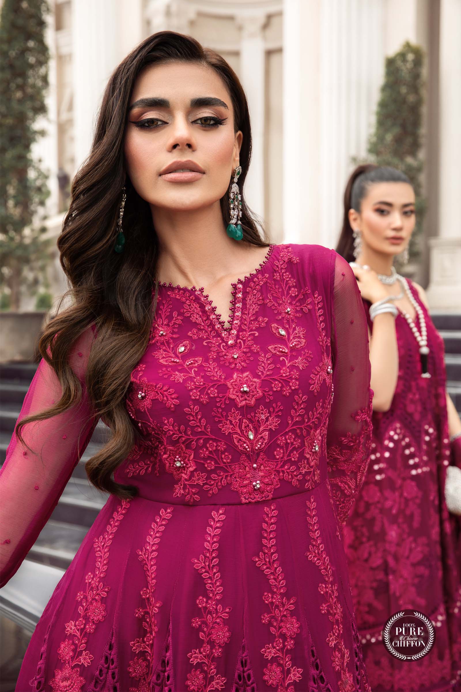 Unstitched Chiffon | MPC-23-107 Magenta Pink - Image 2