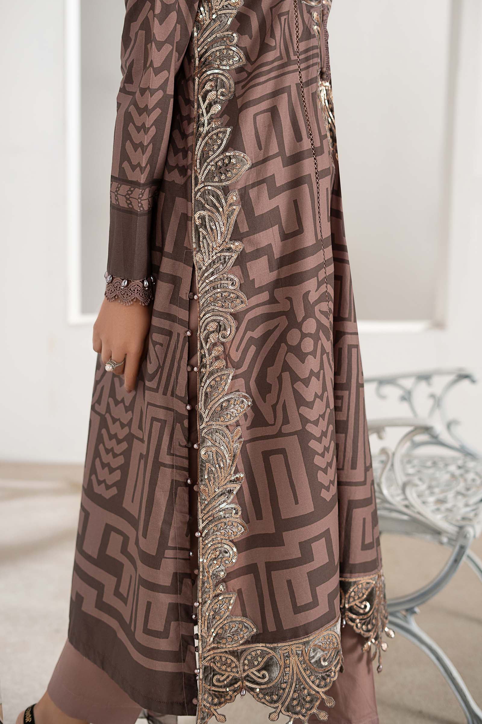 3 Piece Embroidered Cambric Suit - Image 6