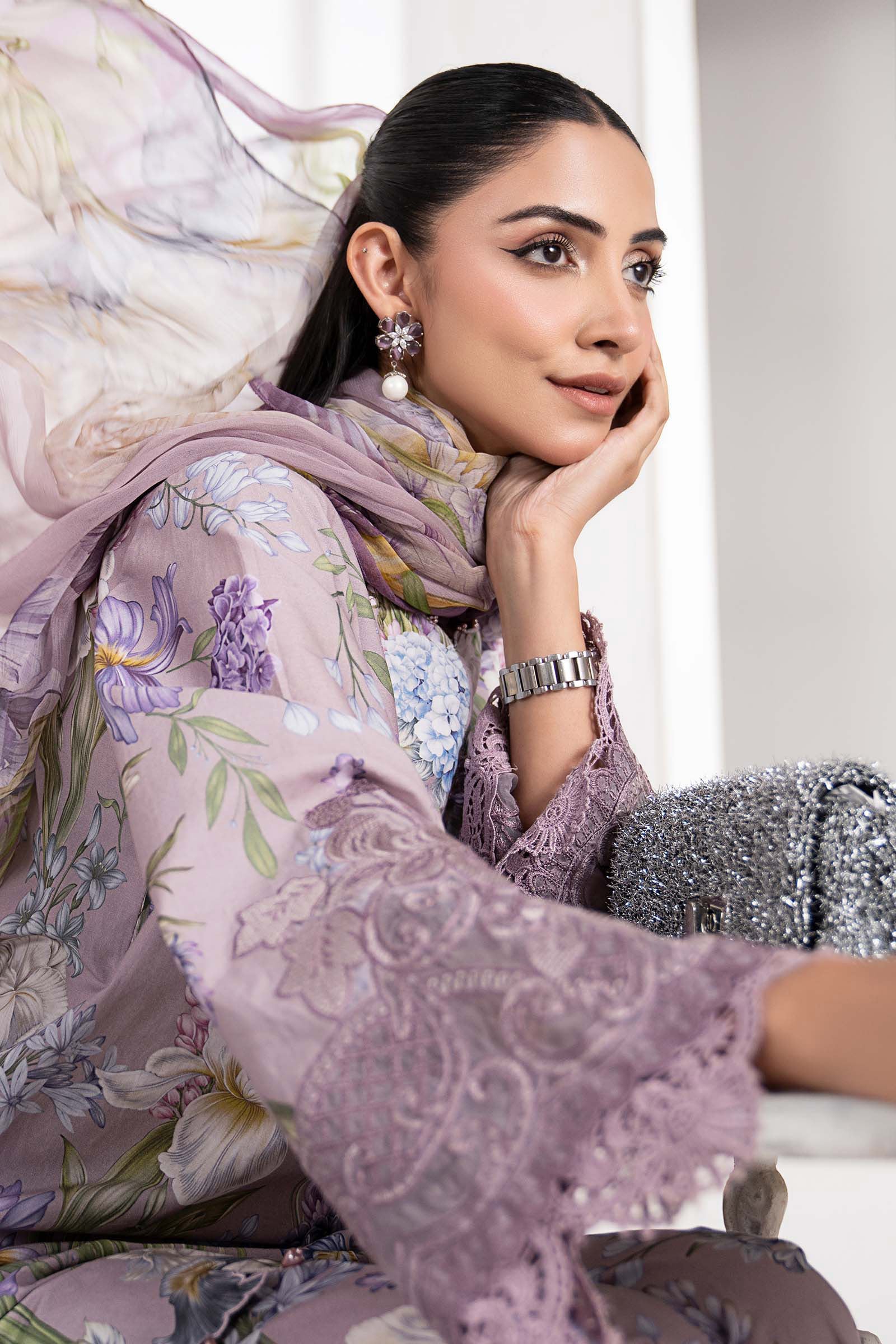 3 Piece Embroidered Cambric Suit - Image 3
