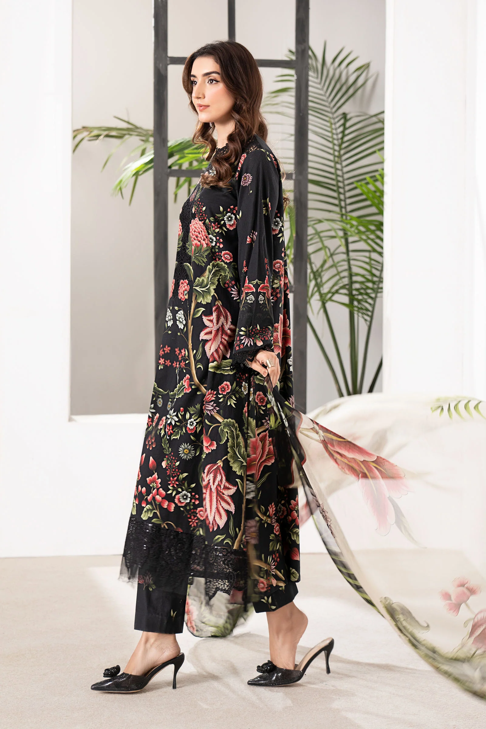 3 Piece Embroidered Cambric Suit - Image 6