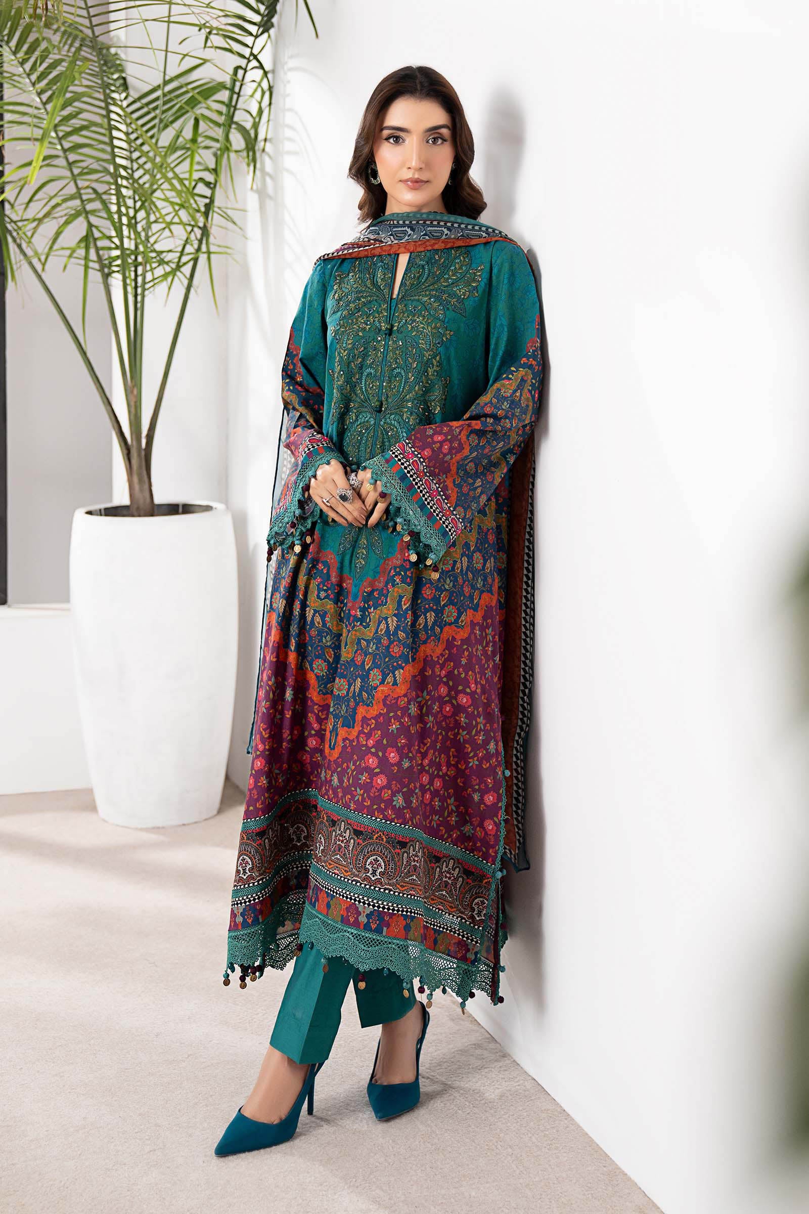 3 Piece Embroidered Cambric Suit - Image 7
