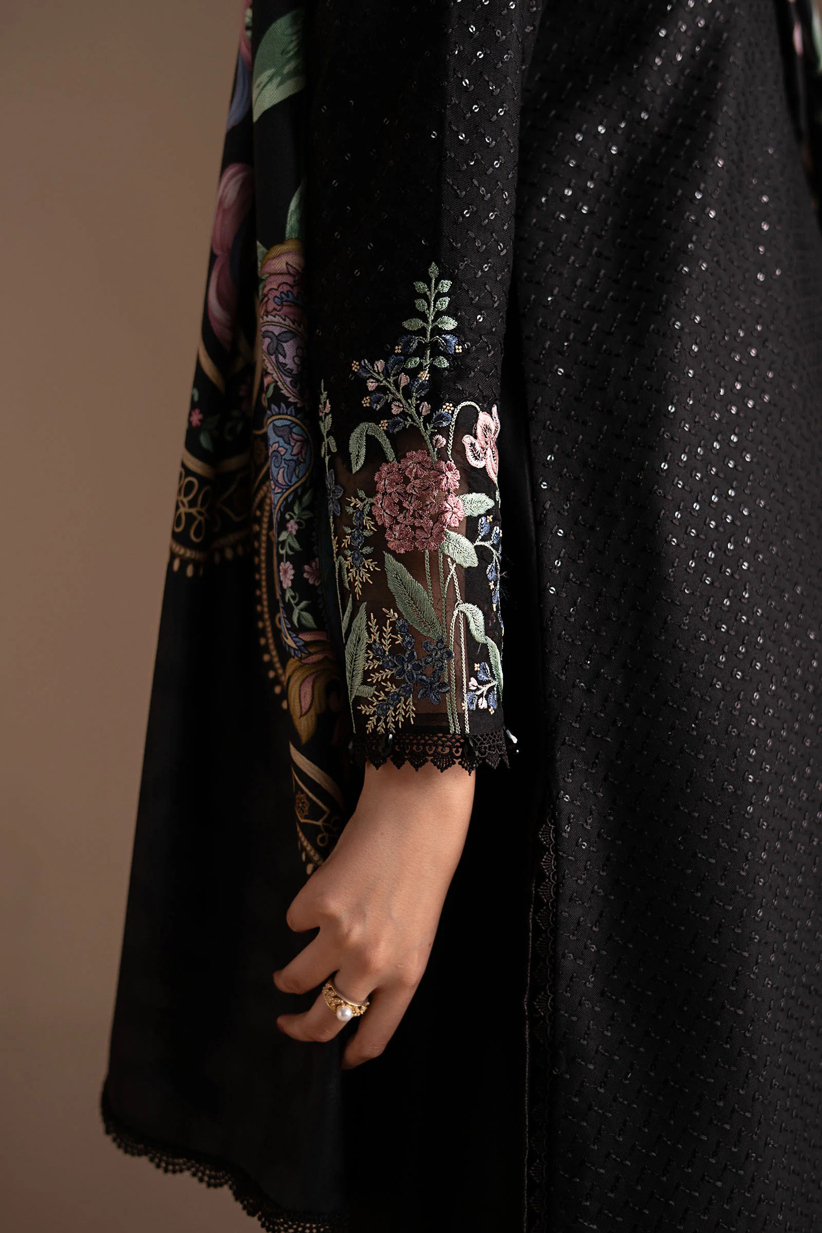 3 Piece Embroidered Twill Linen Suit - Image 5