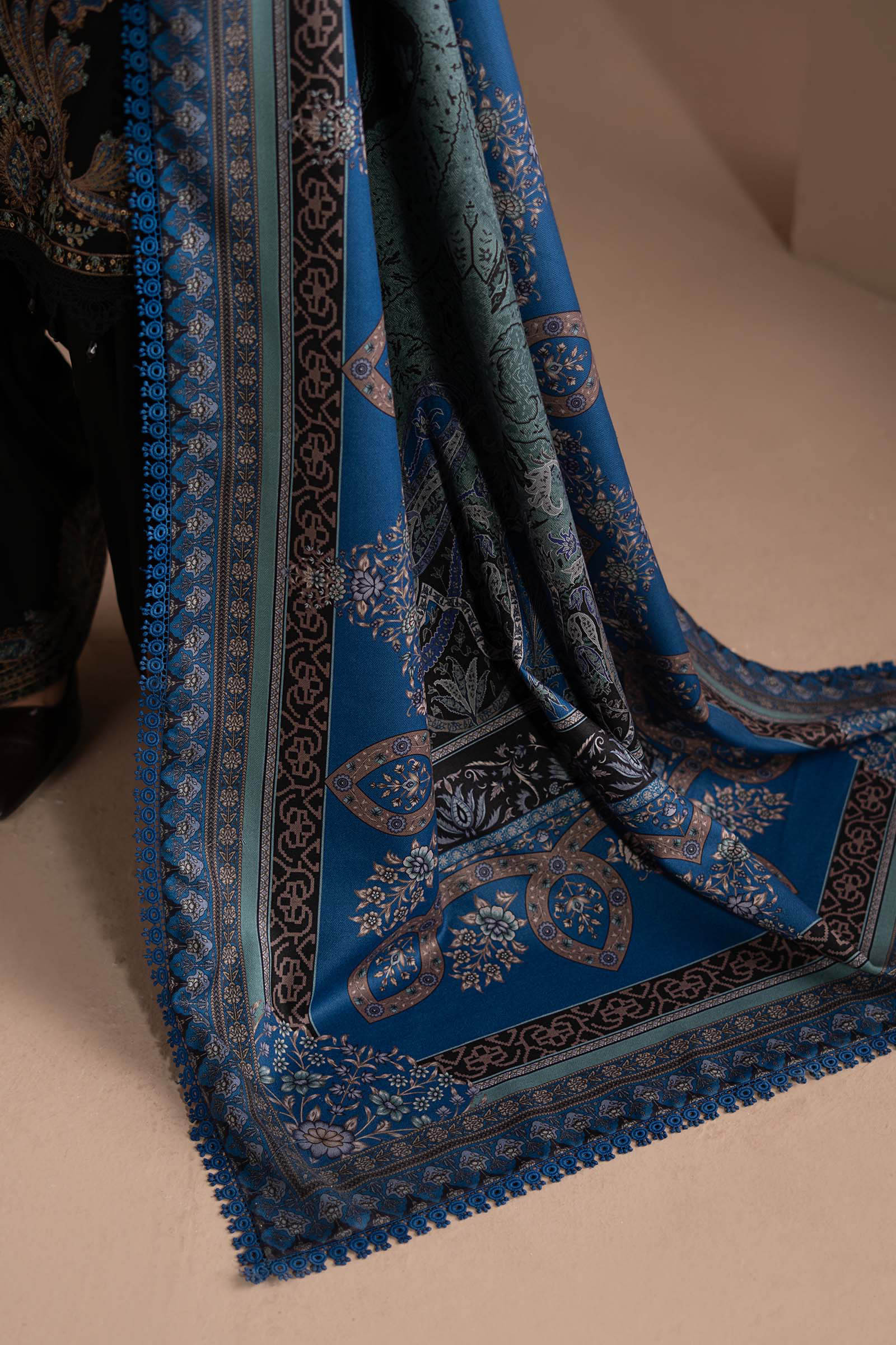 3 Piece Embroidered Twill Linen Suit - Image 5