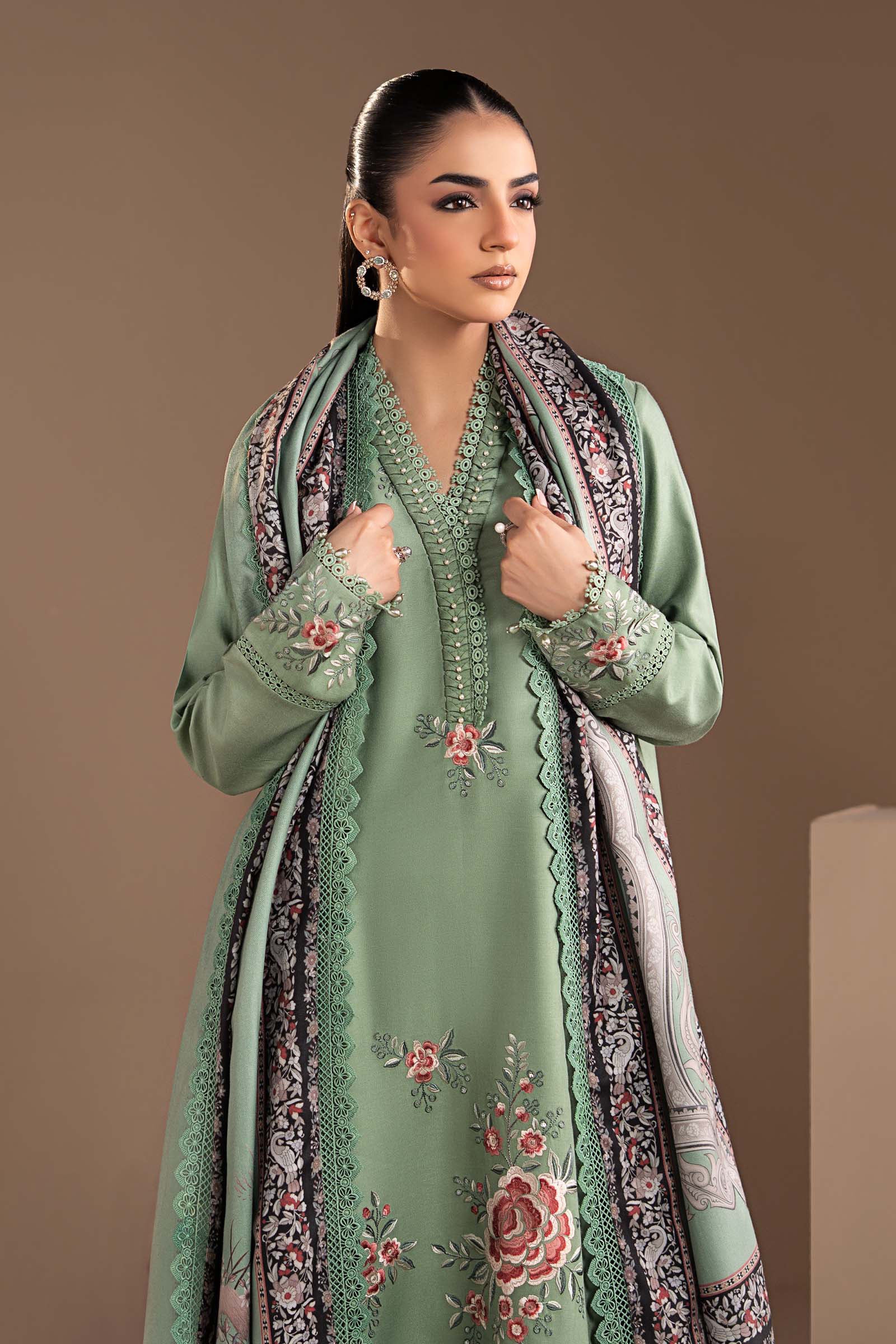 3 Piece Embroidered Twill Linen Suit - Image 2