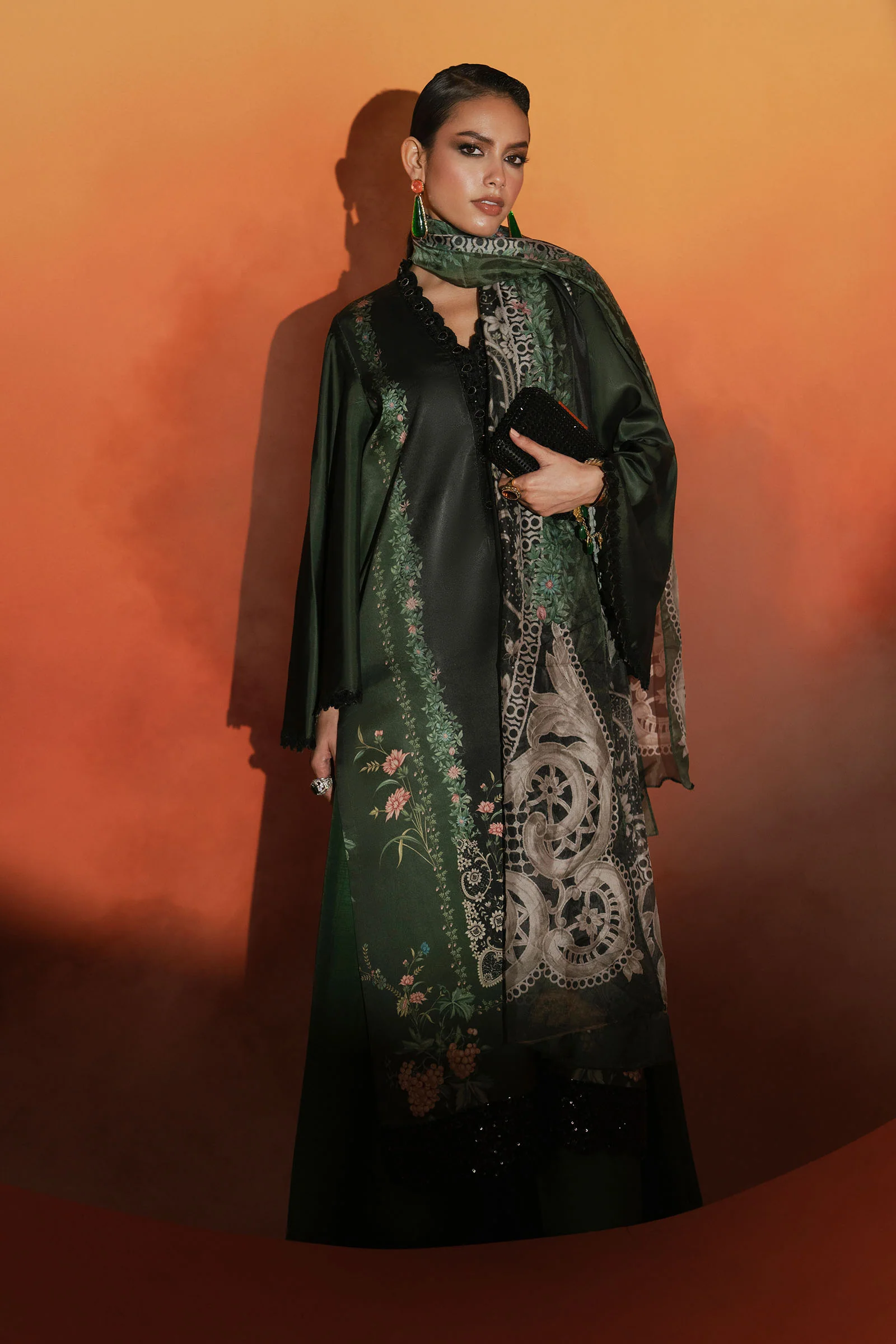 3 Piece Embroidered Satin Silk Suit - Image 10