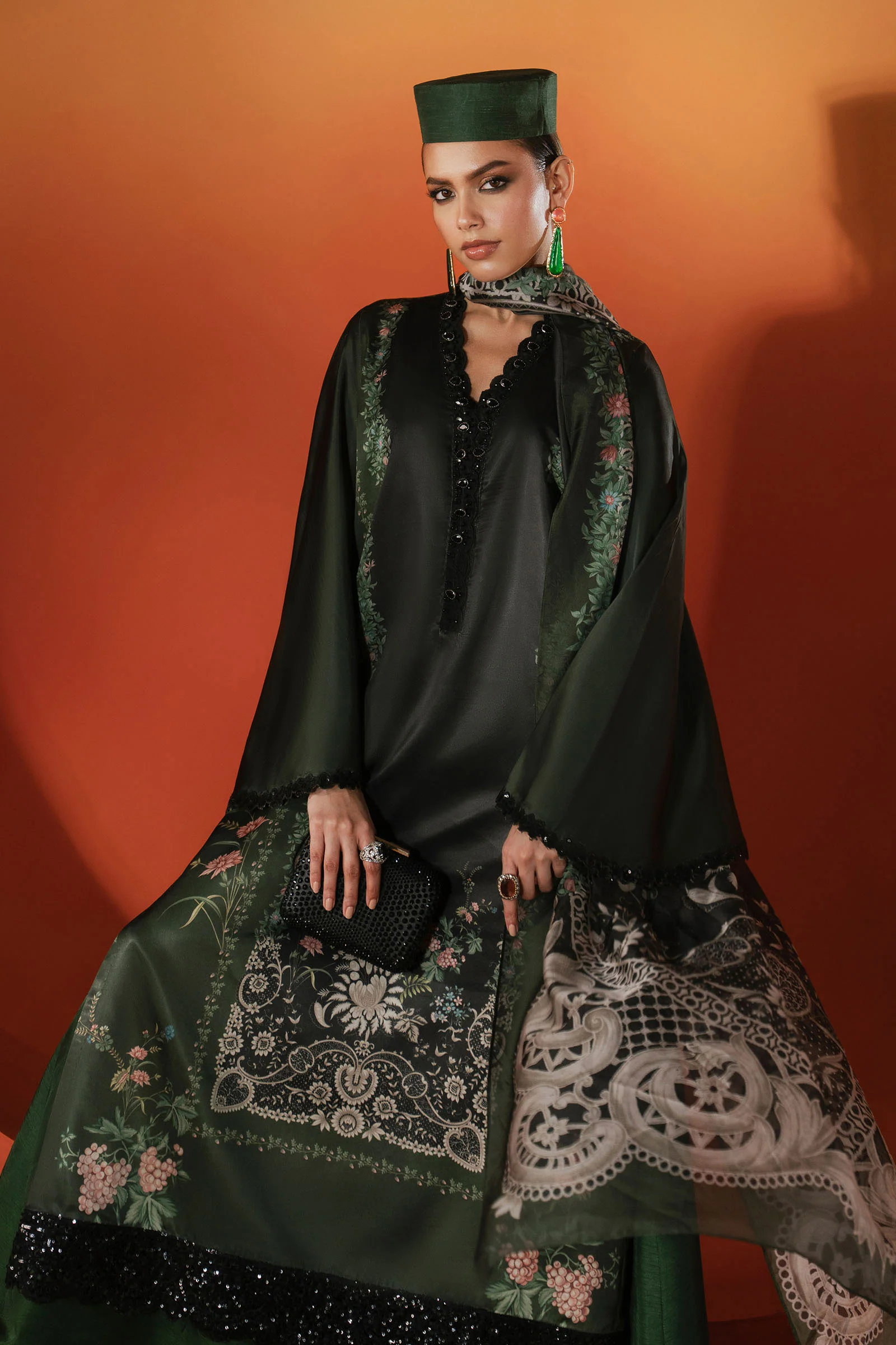 3 Piece Embroidered Satin Silk Suit - Image 13