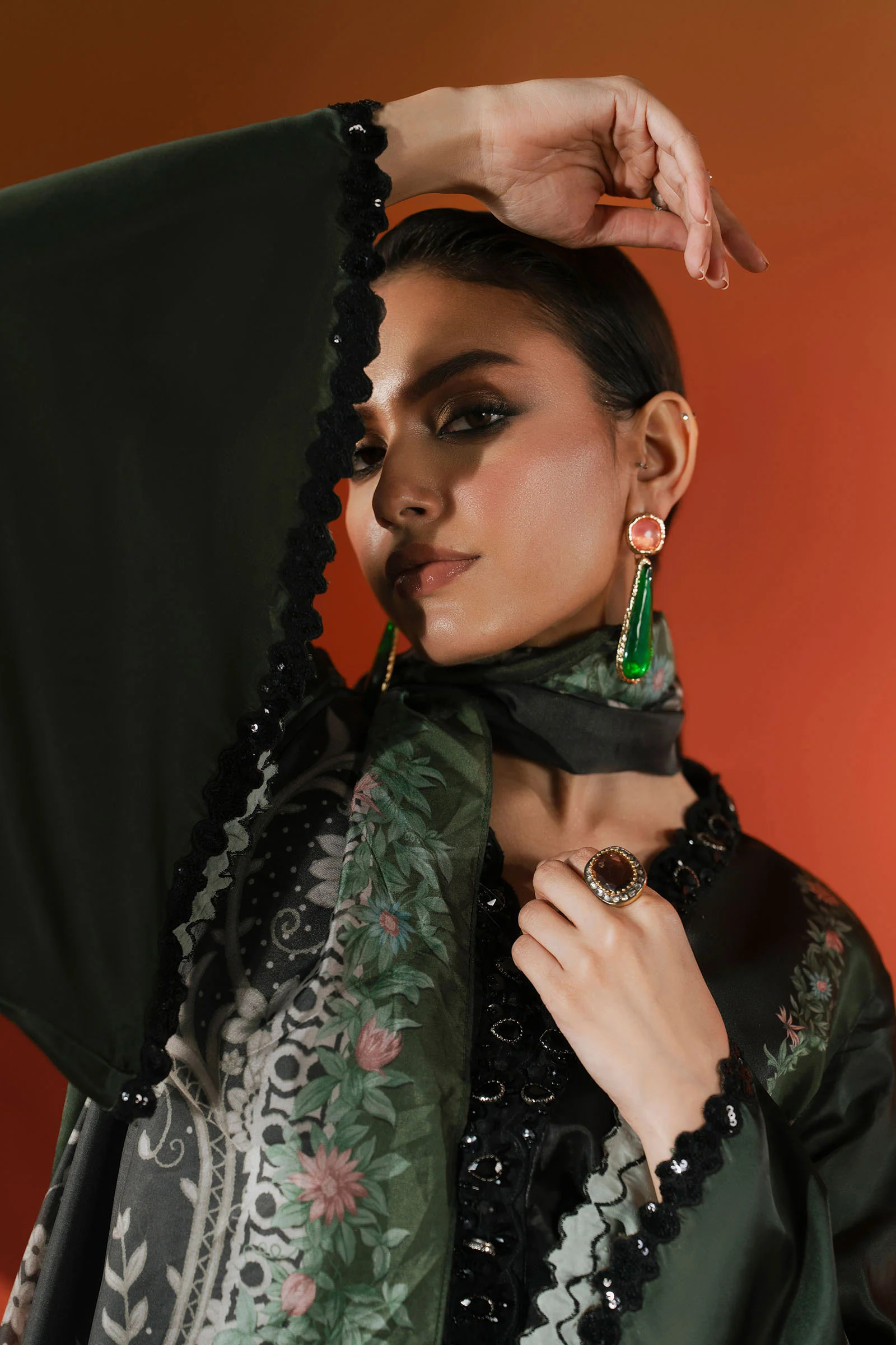3 Piece Embroidered Satin Silk Suit - Image 14