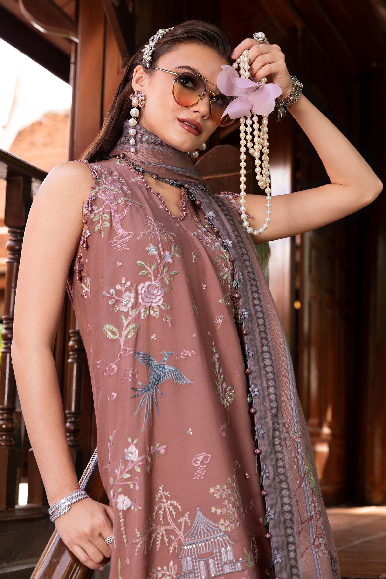 3 Piece Unstitched Embroidered Twill Linen Suit - Image 2