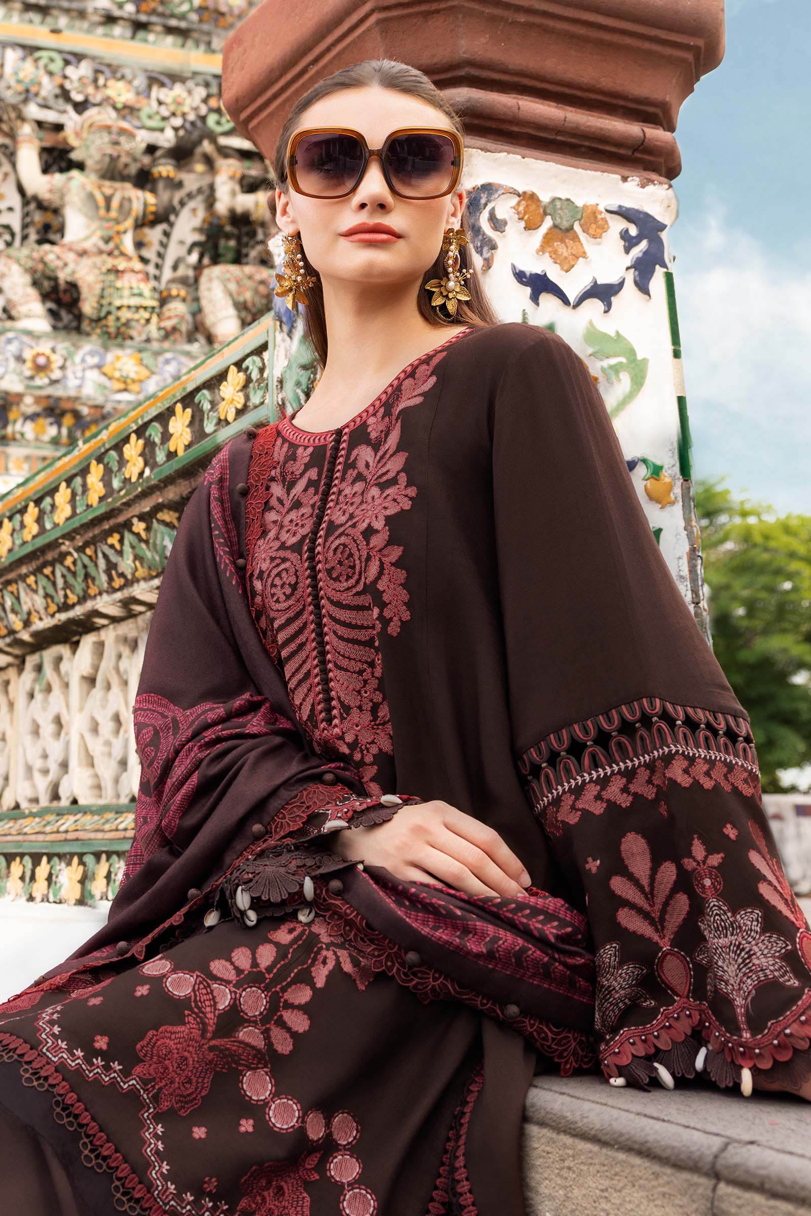 3 Piece Unstitched Embroidered Twill Linen Suit - Image 2