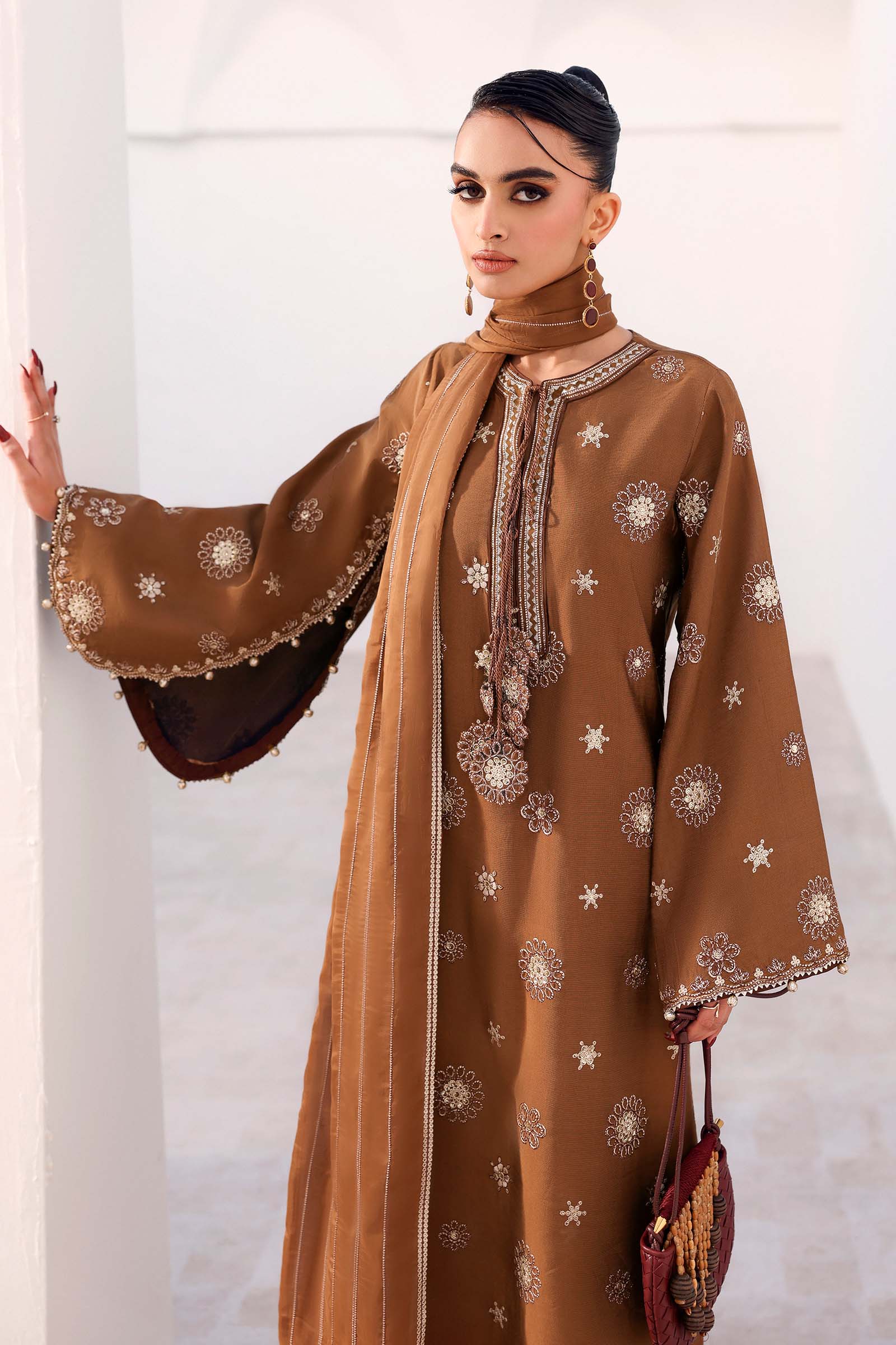 3 Piece Embroidered Tissue Staple Suit - Image 3