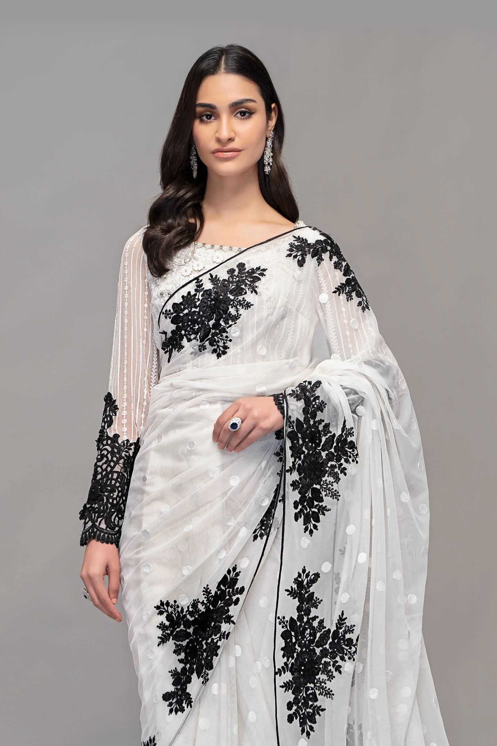 Saree White SF-EF23-40 - Image 2