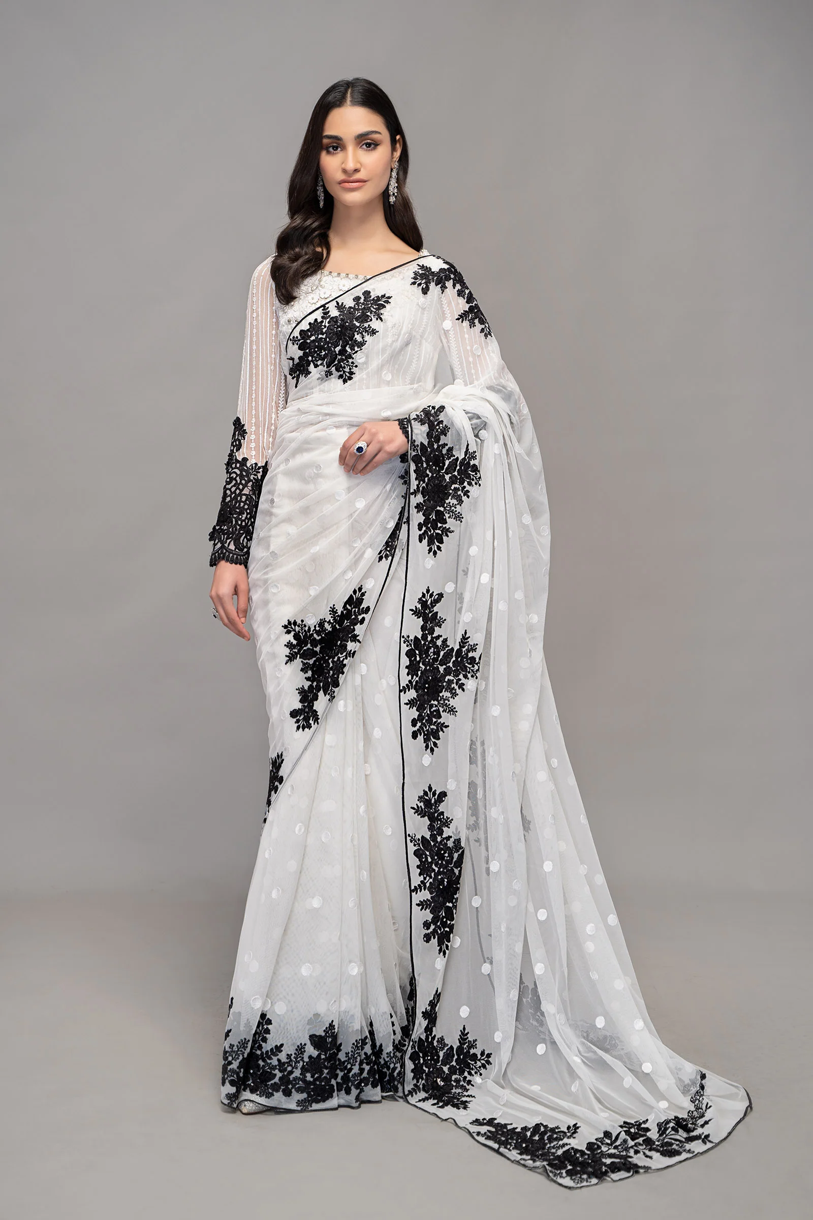 Saree White SF-EF23-40 - Image 4