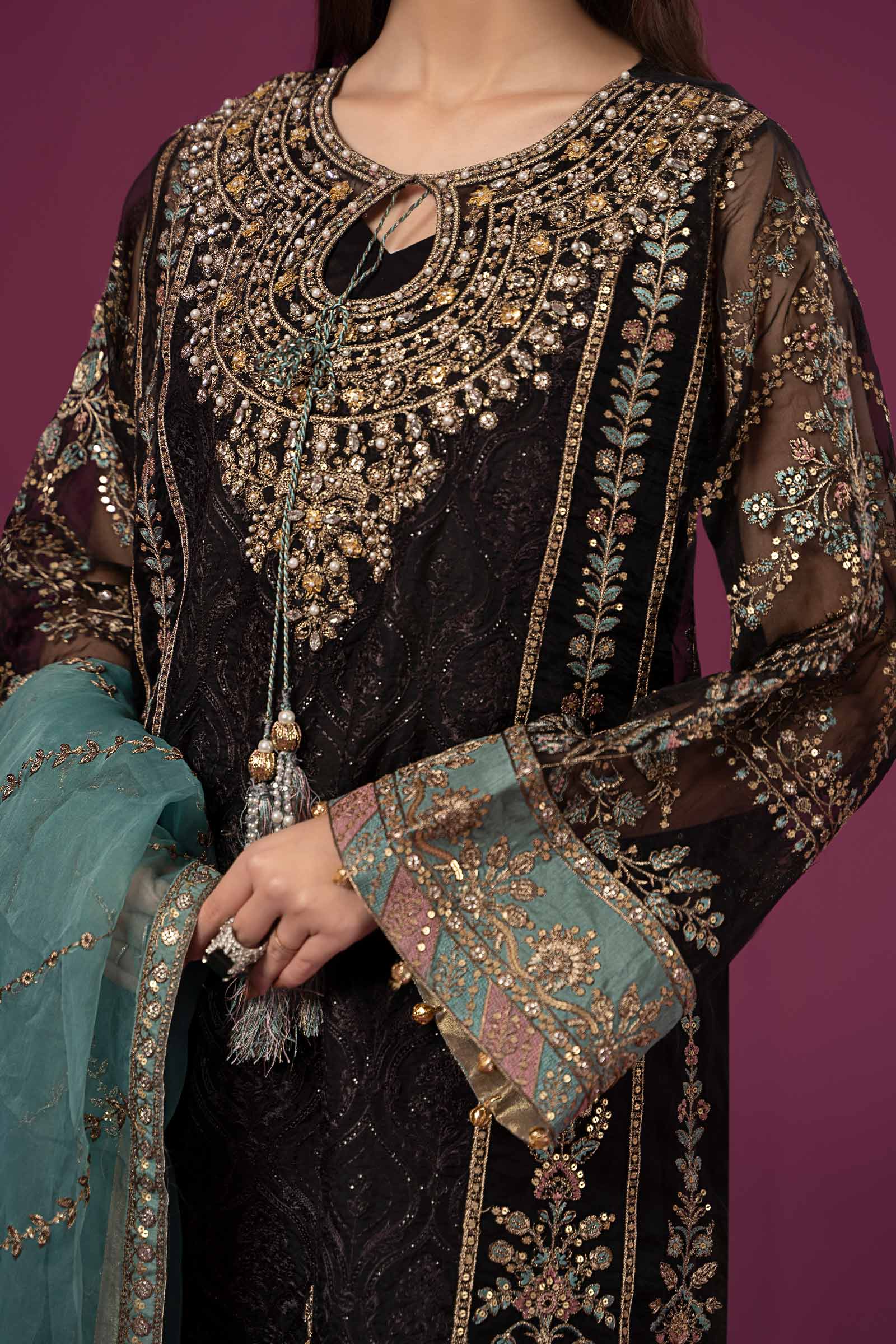 3 Piece Embroidered Organza Suit - Image 4
