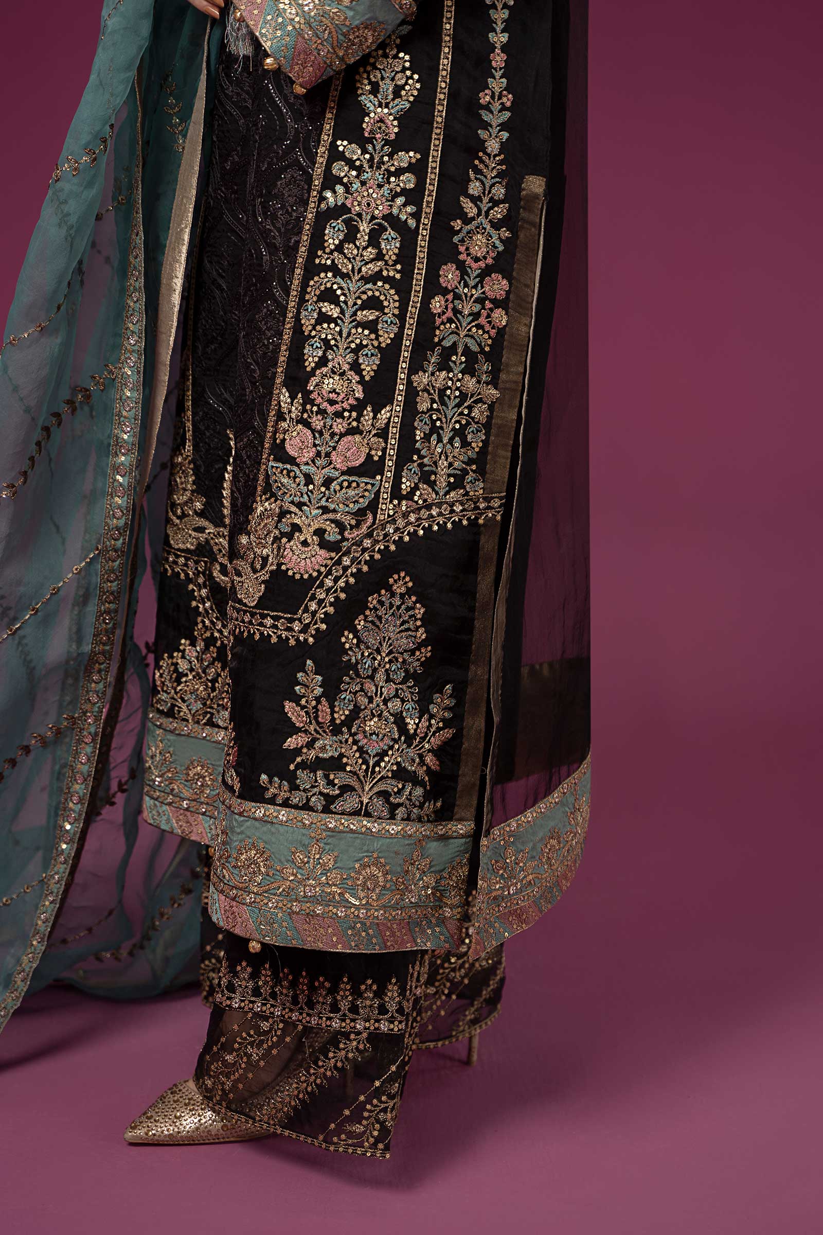 3 Piece Embroidered Organza Suit - Image 5