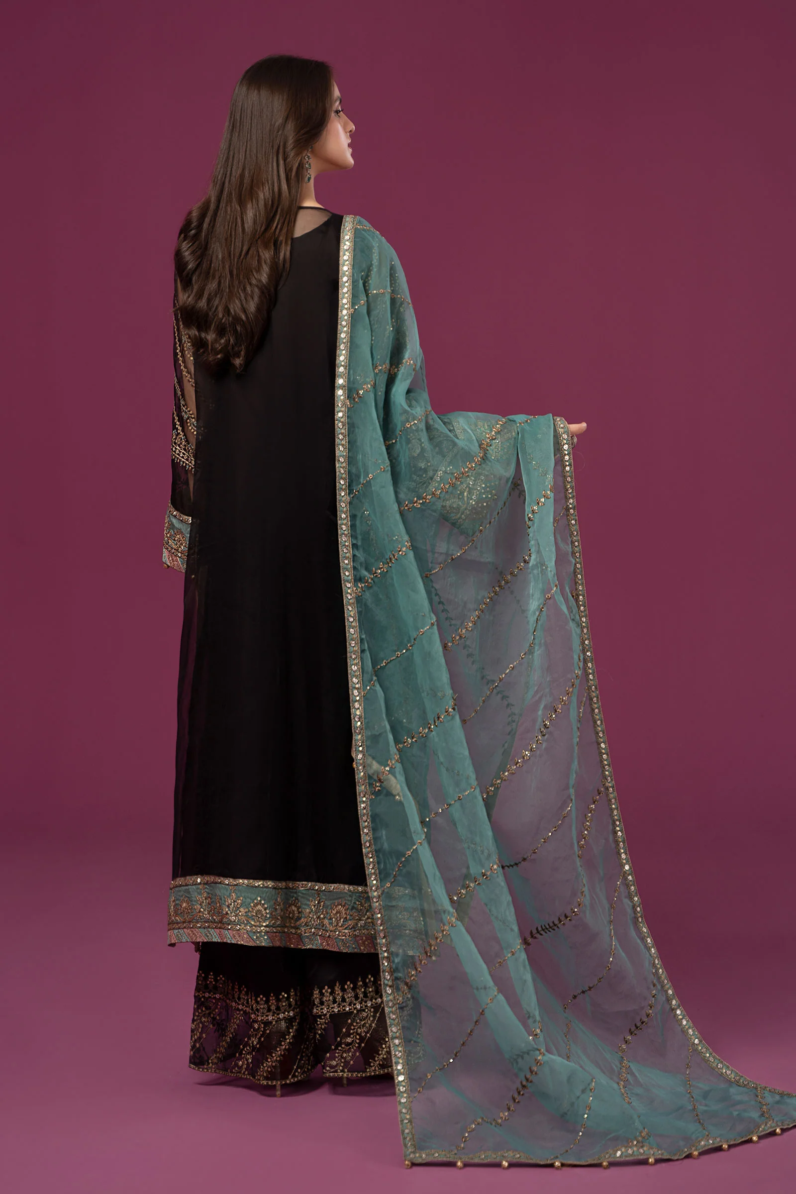 3 Piece Embroidered Organza Suit - Image 8