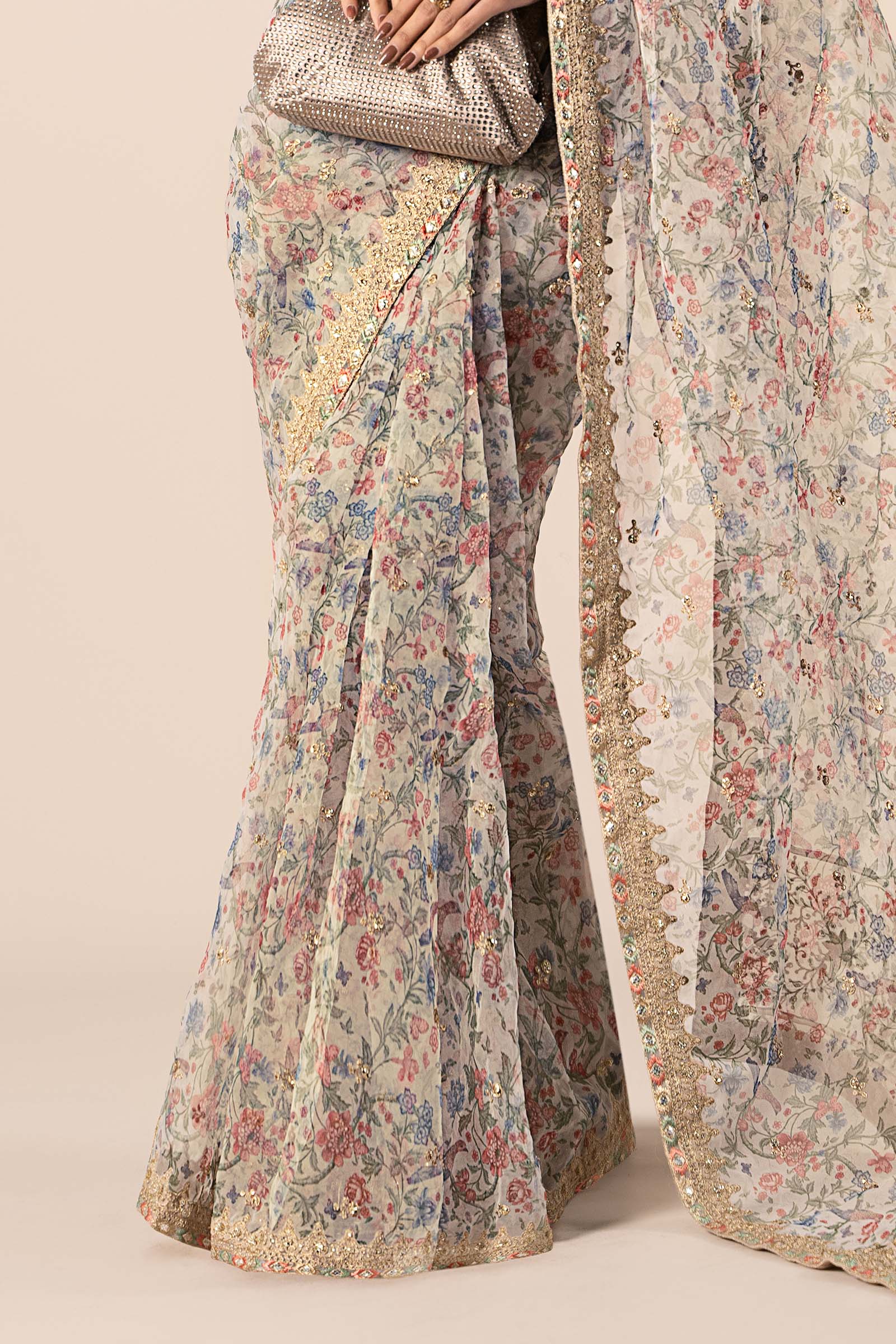 Embroidered Organza Saree - Image 5