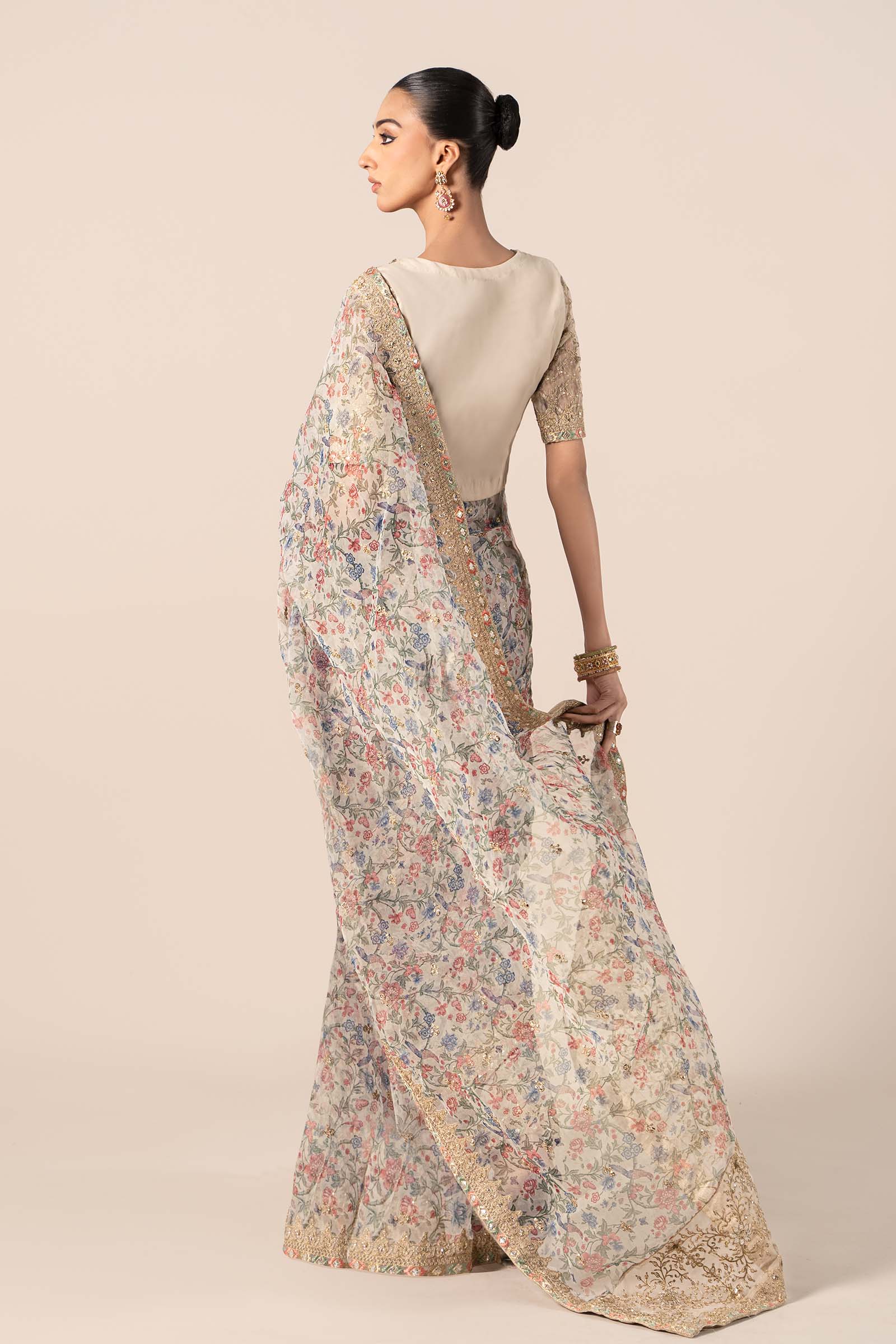 Embroidered Organza Saree - Image 6