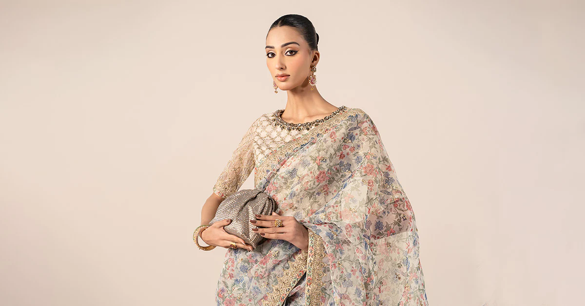 Embroidered Organza Saree - Image 7