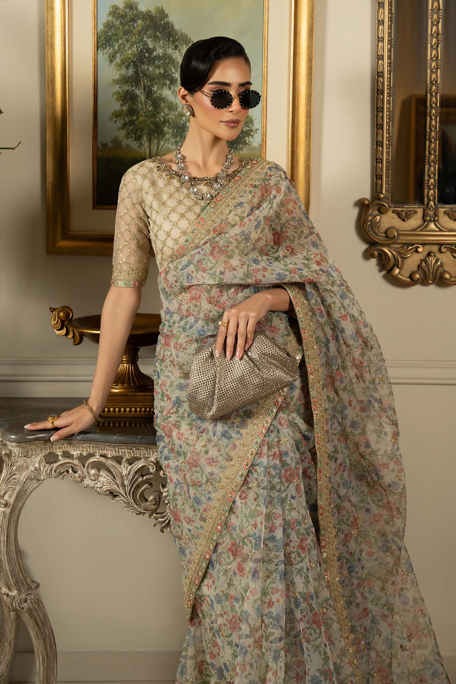 Embroidered Organza Saree - Image 11