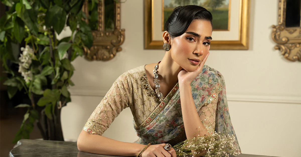 Embroidered Organza Saree - Image 13
