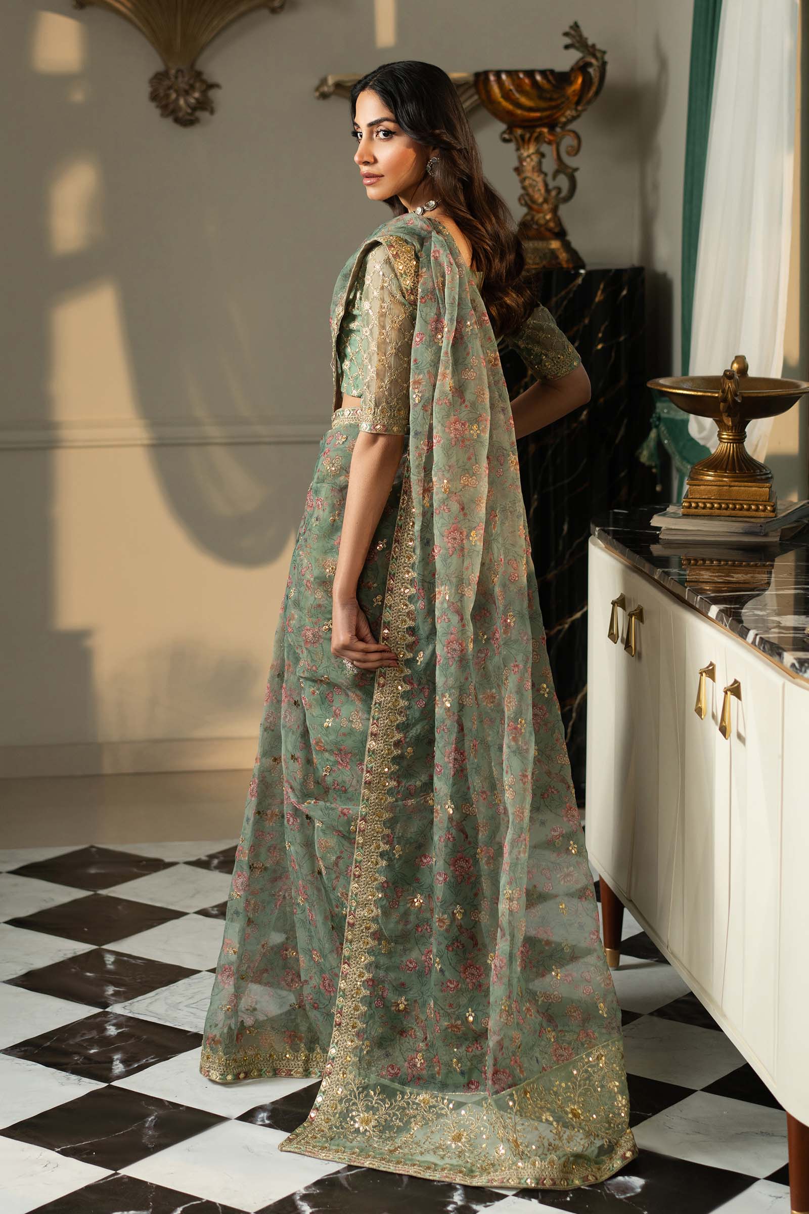 Embroidered Organza Saree - Image 8