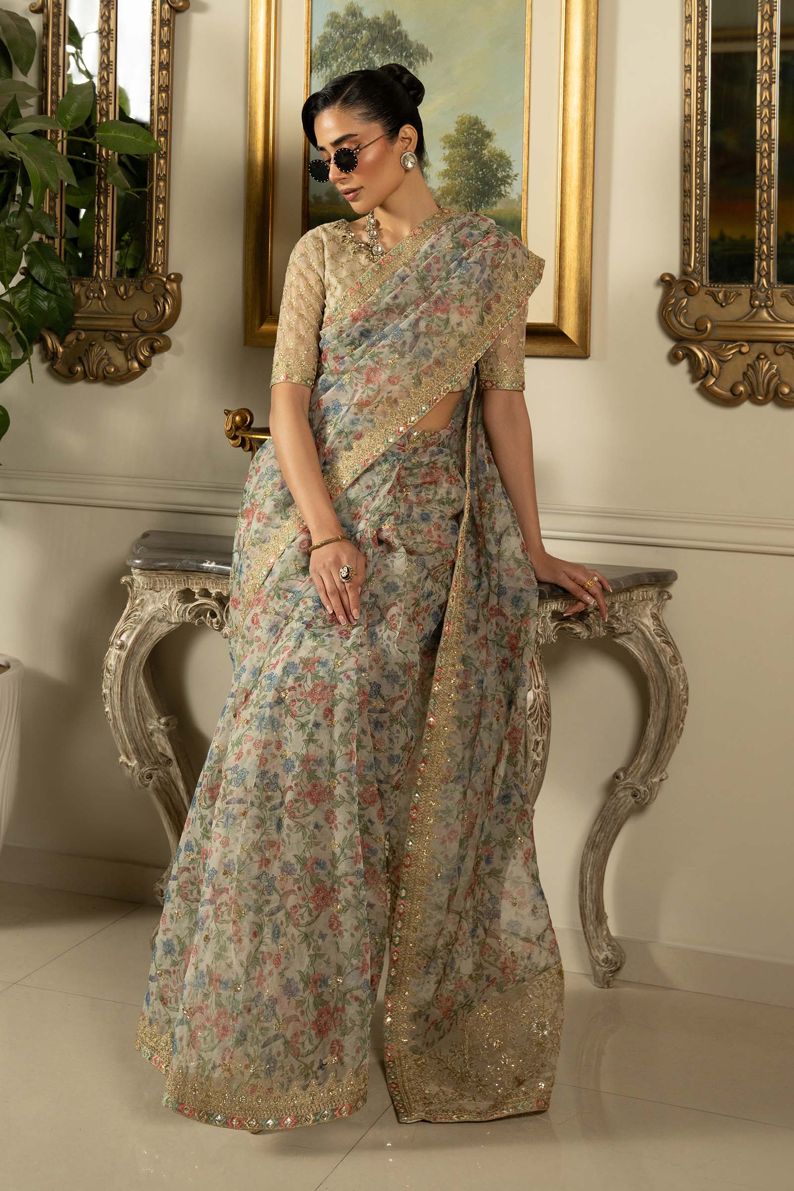 Embroidered Organza Saree - Image 9
