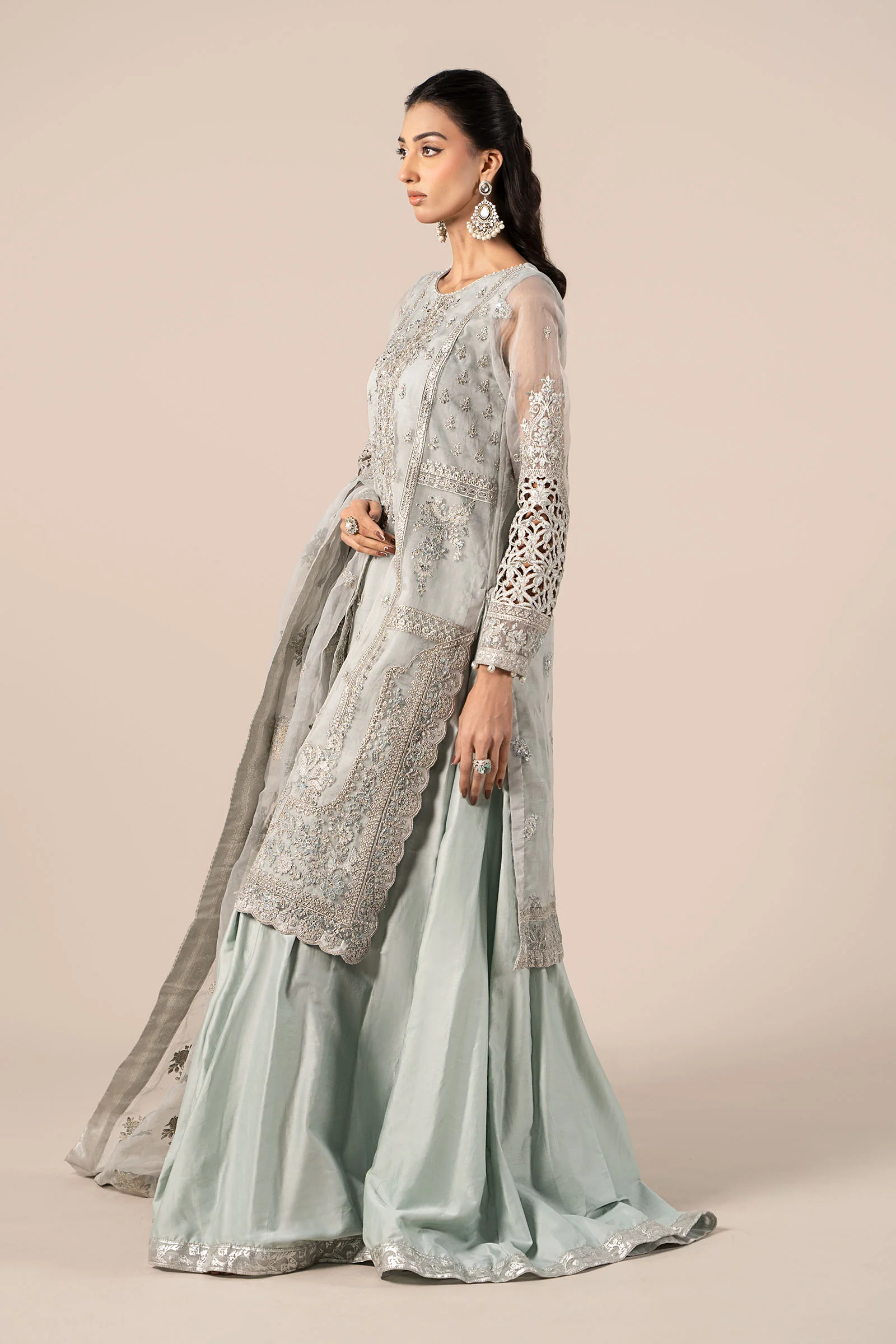3 Piece Embroidered Organza Suit - Image 6