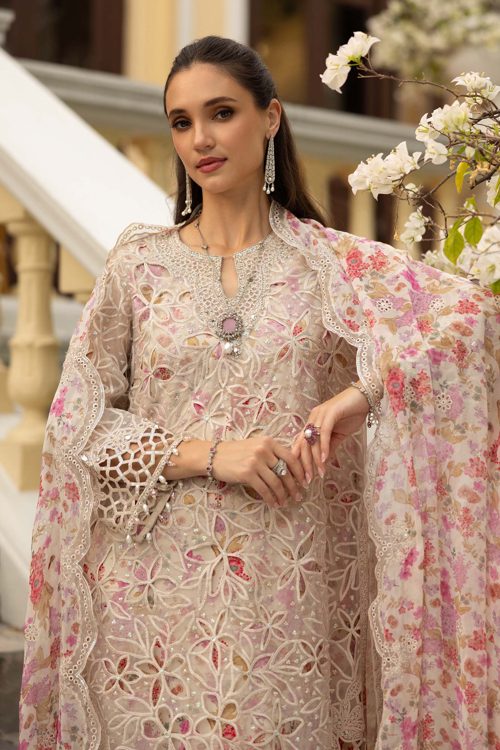 3 Piece Embroidered Organza Suit - Image 4