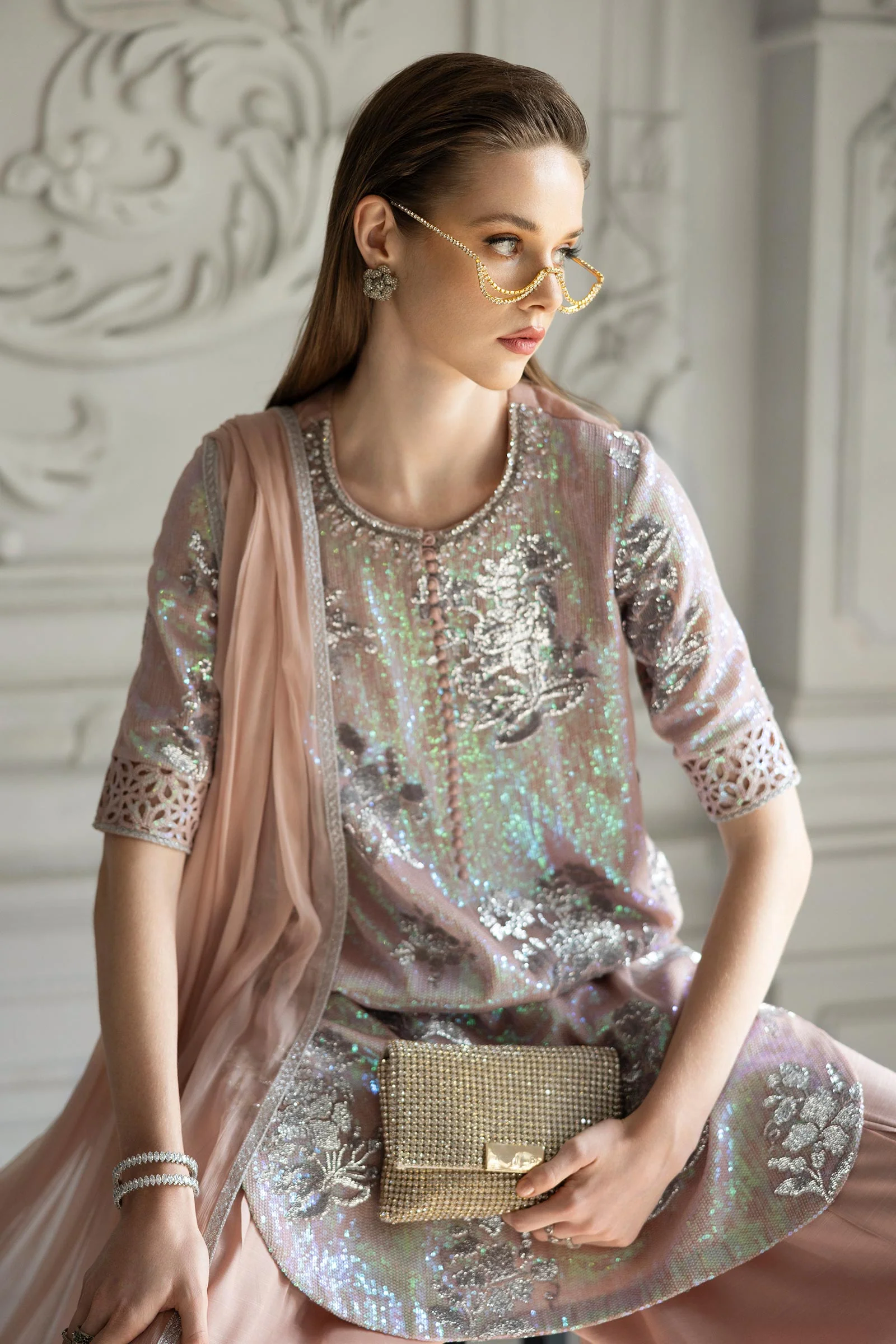 3 Piece Embroidered Chiffon Suit - Image 10