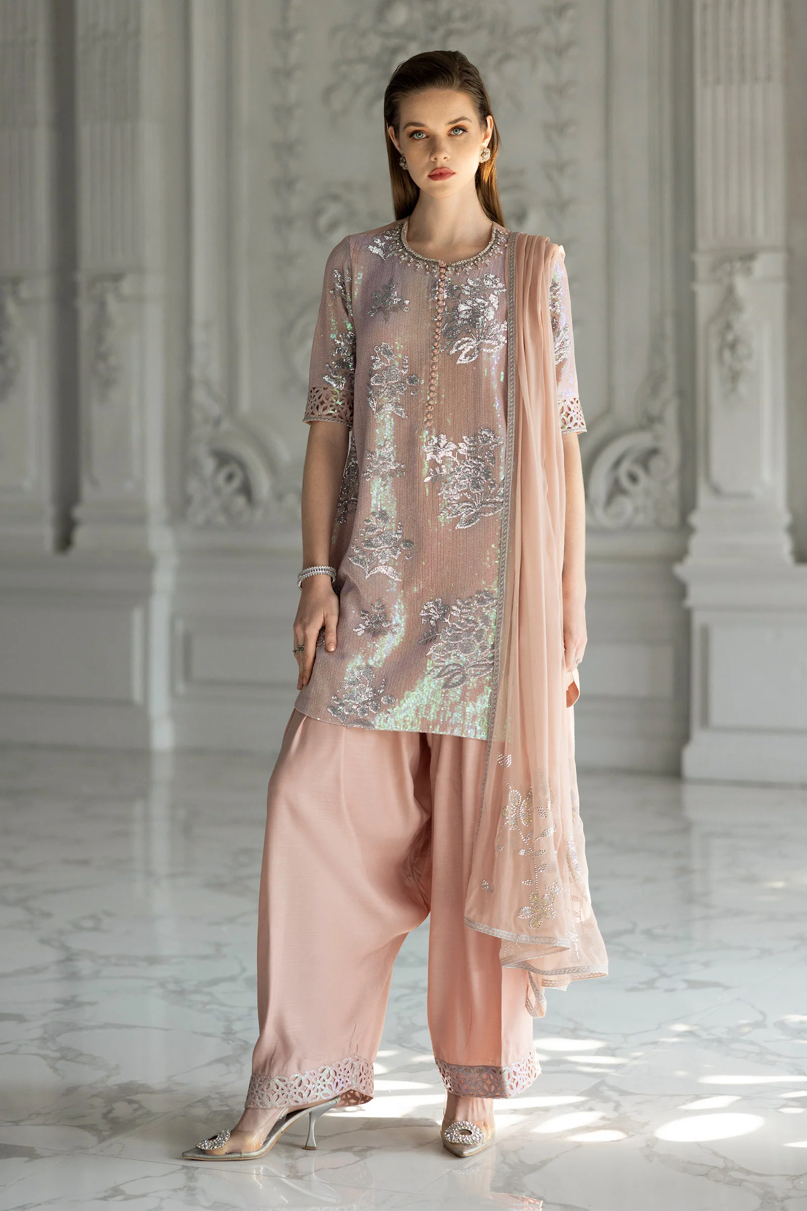 3 Piece Embroidered Chiffon Suit - Image 11