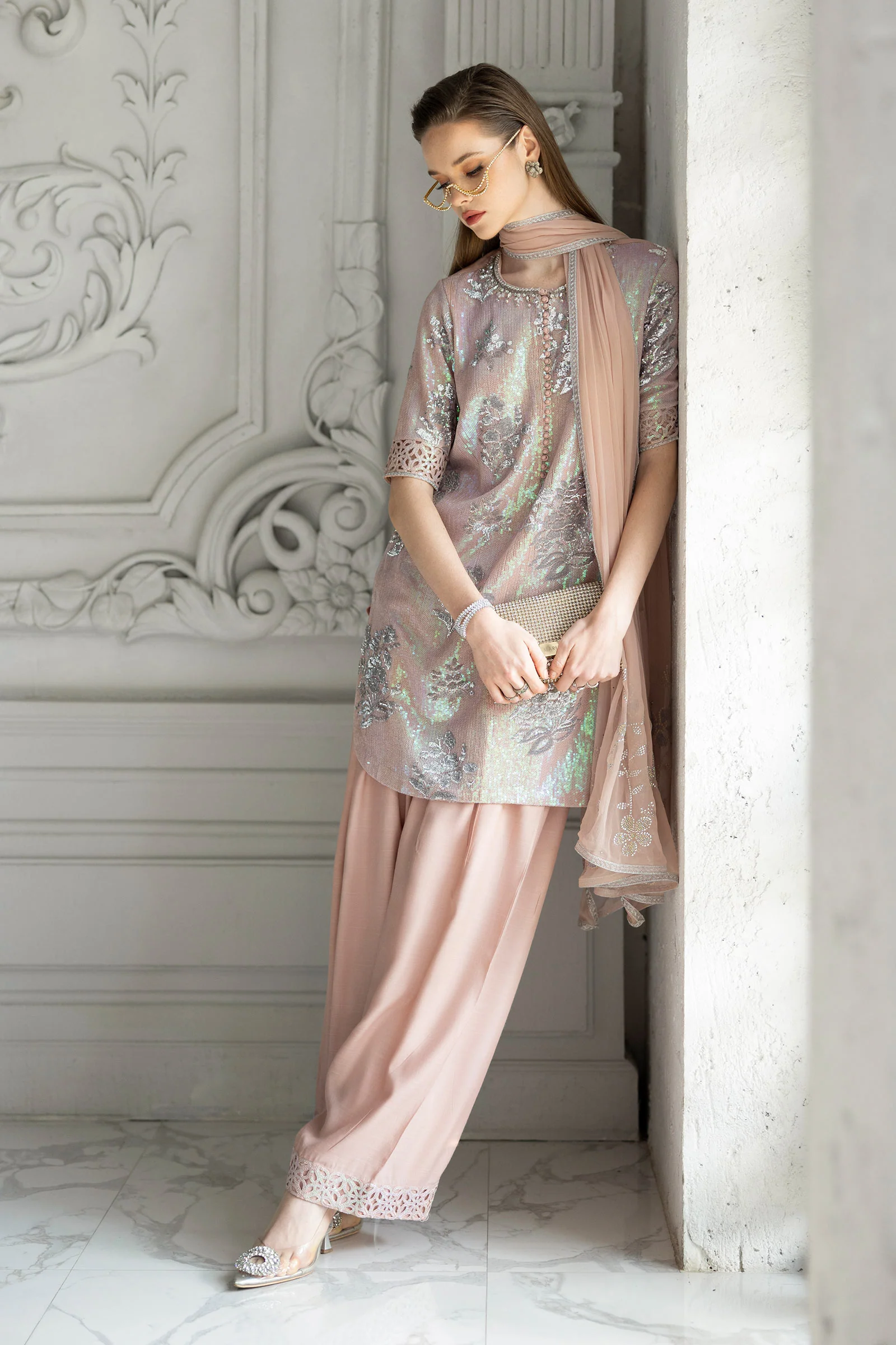 3 Piece Embroidered Chiffon Suit - Image 12