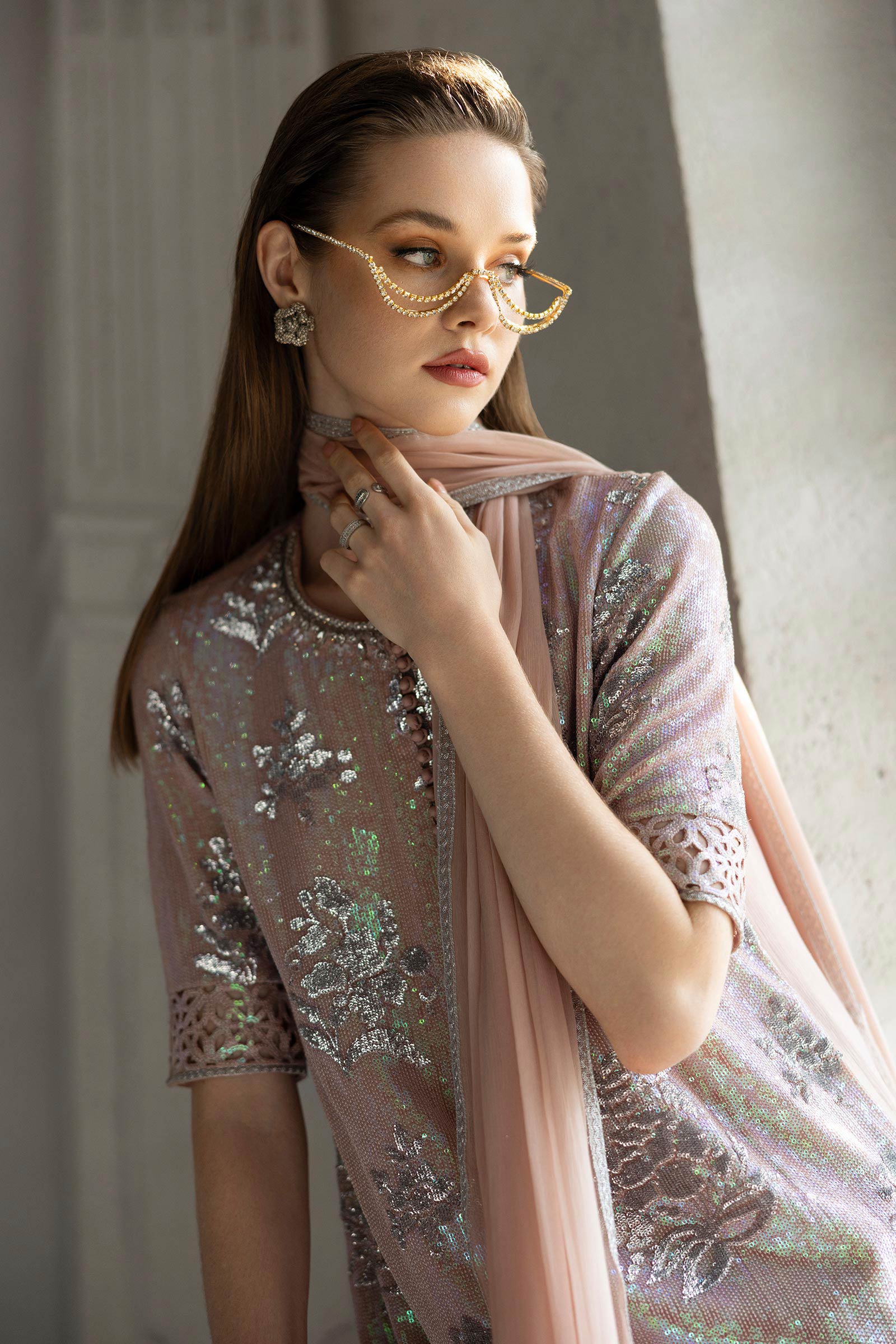 3 Piece Embroidered Chiffon Suit - Image 7