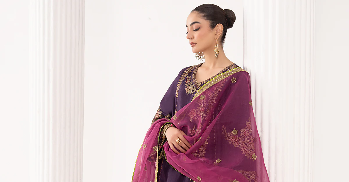 3 Piece Embroidered Raw Silk Suit - Image 13