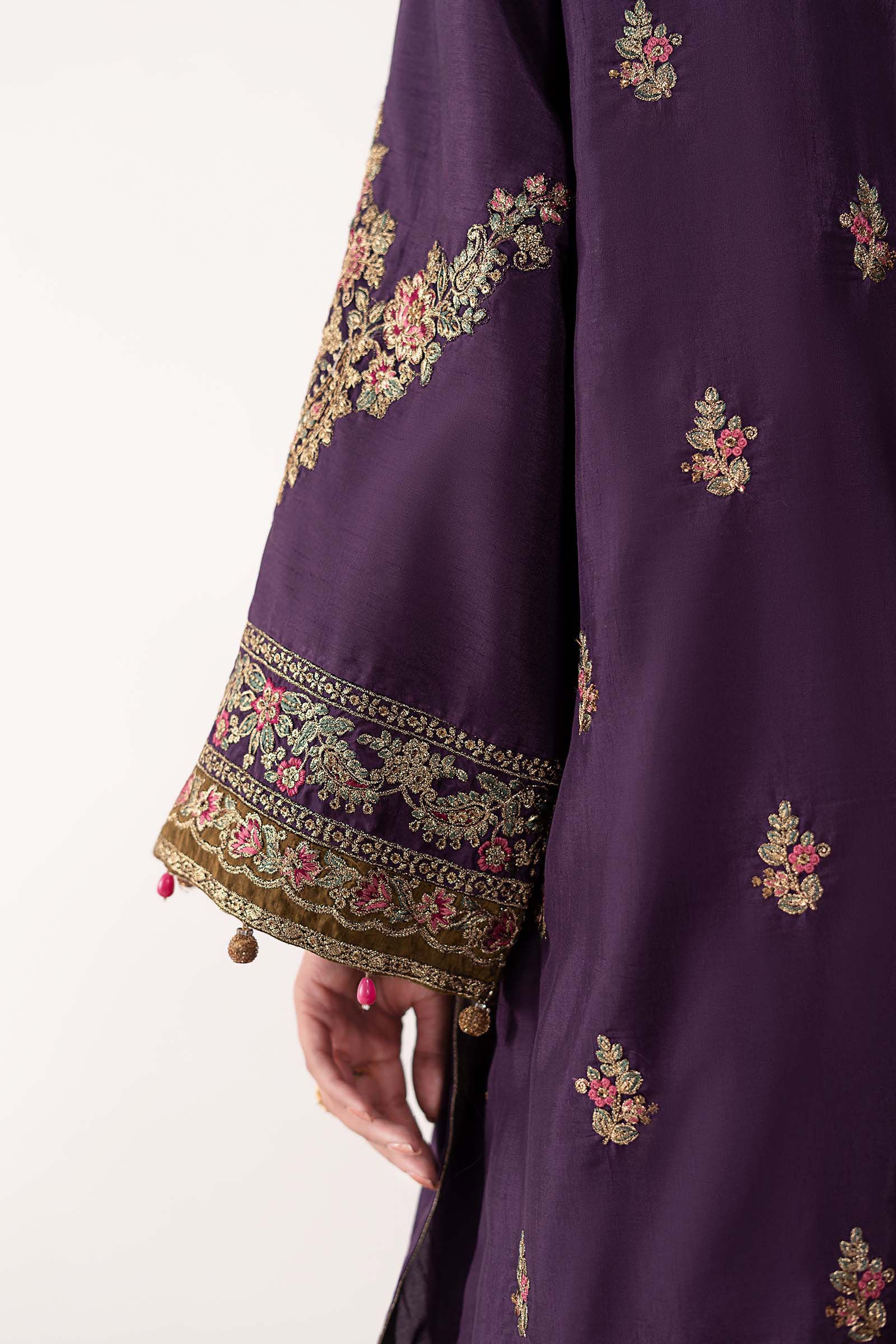 3 Piece Embroidered Raw Silk Suit - Image 8