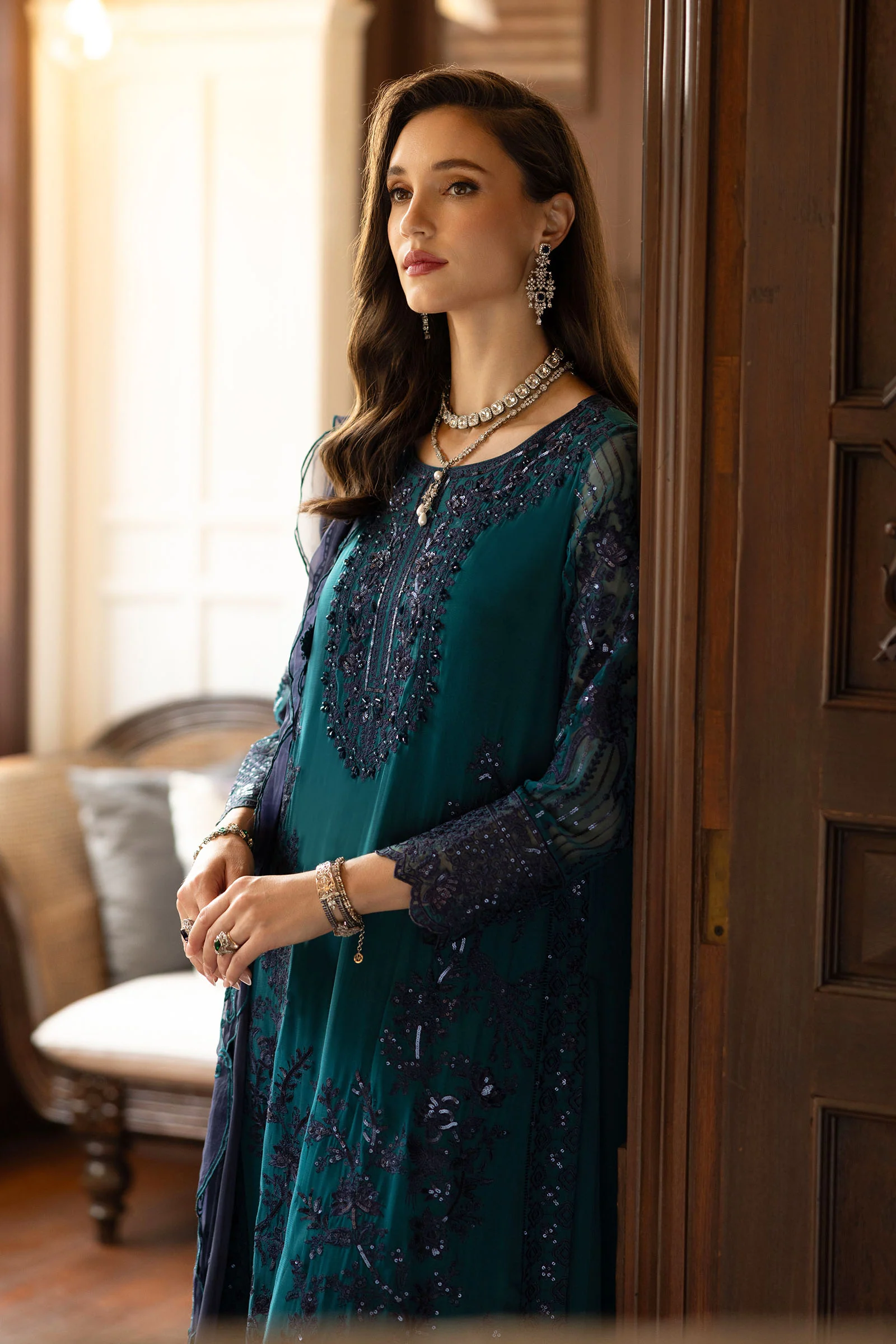 3 Piece Embroidered Chiffon Suit - Image 5